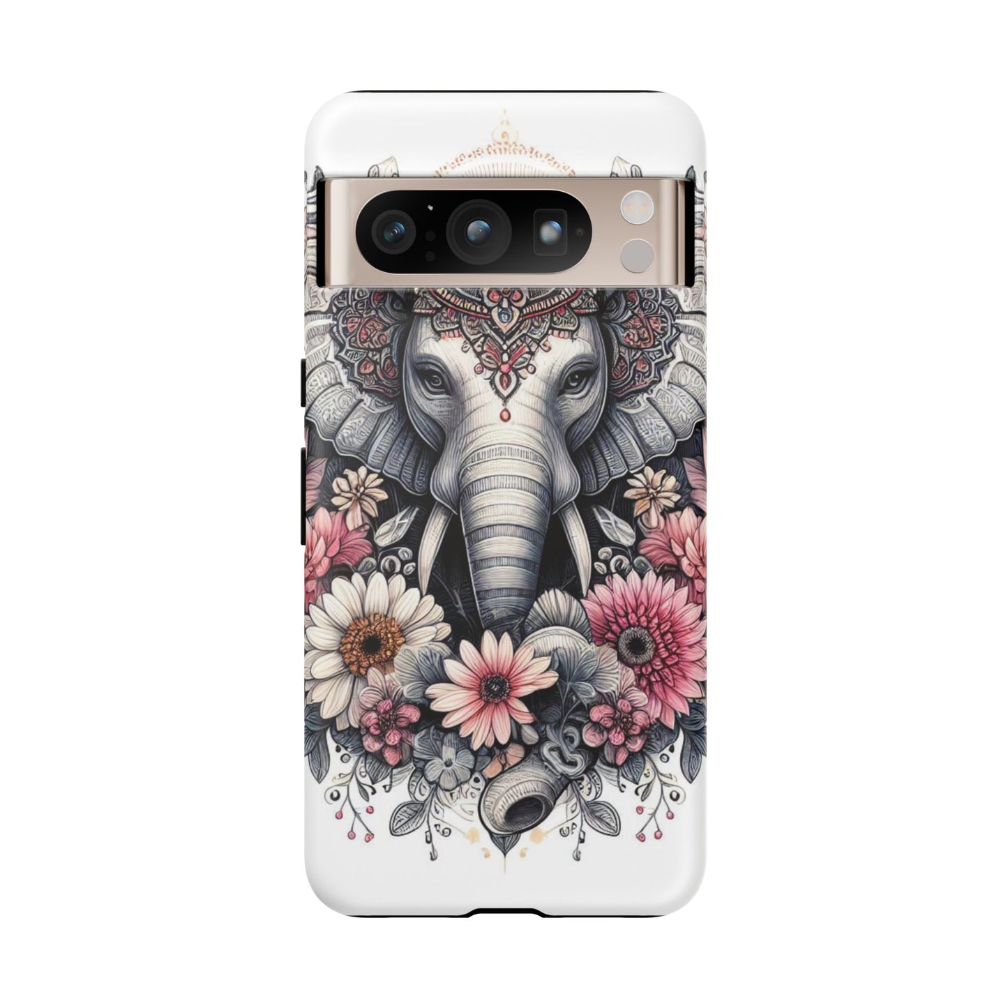 Royal Elephant Mandala Phone Case – Intricate Bohemian Floral Design