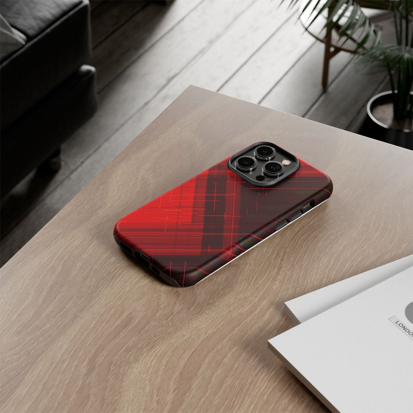 Abstract Red and Black Geometric Pattern