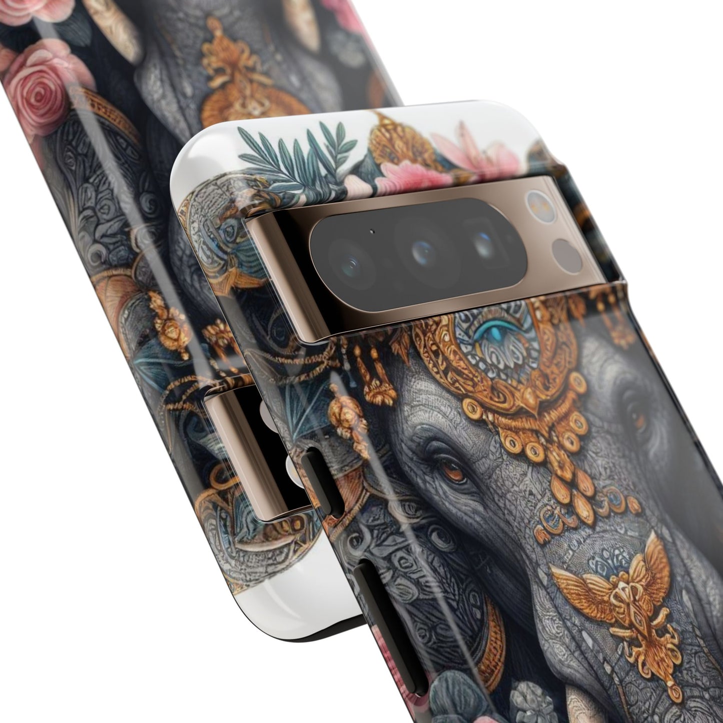 Golden Royal Elephant Mobile Cover – Luxurious Ornate Art