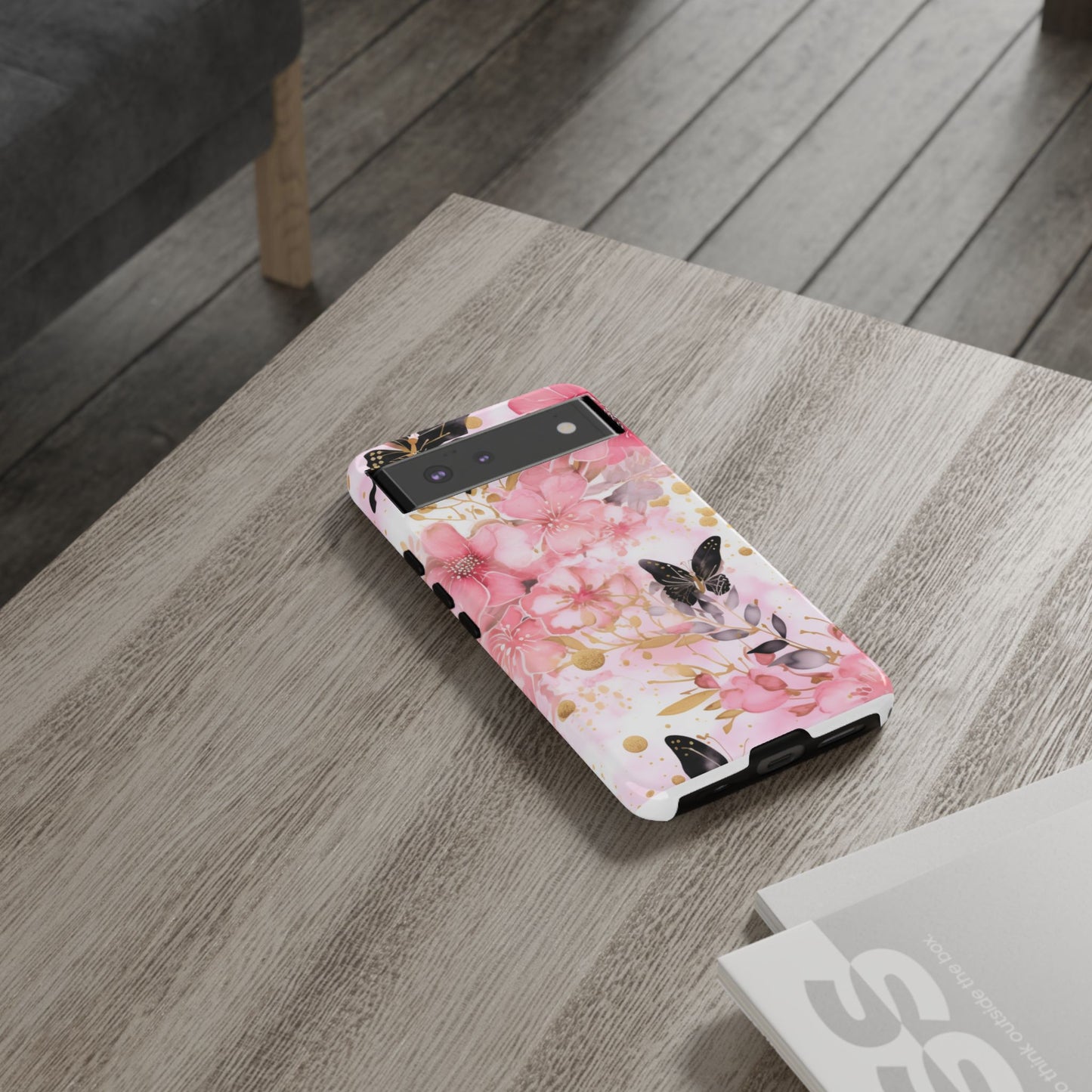 Pink Blossom & Gold Butterfly Mobile Case