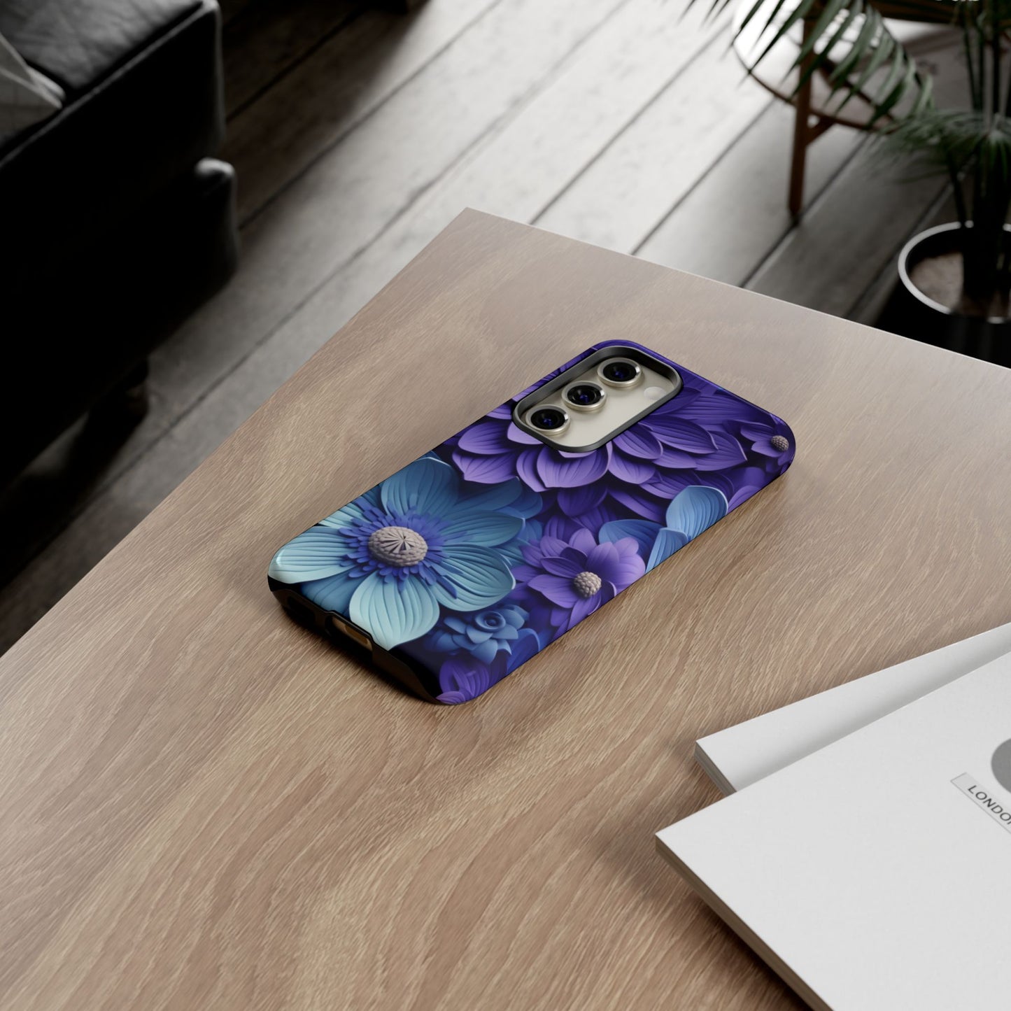 Royal Blue Floral Phone Case – Elegant & Luxurious Design
