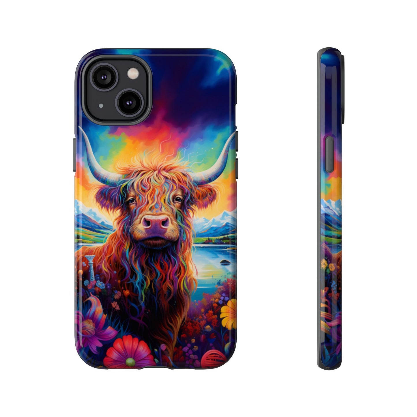 Grafitti Heifer Print Phone Case - iPhone, Samsung & Google Pixel Cover - Artistic Cow Phone Case, Animal Lover Gift