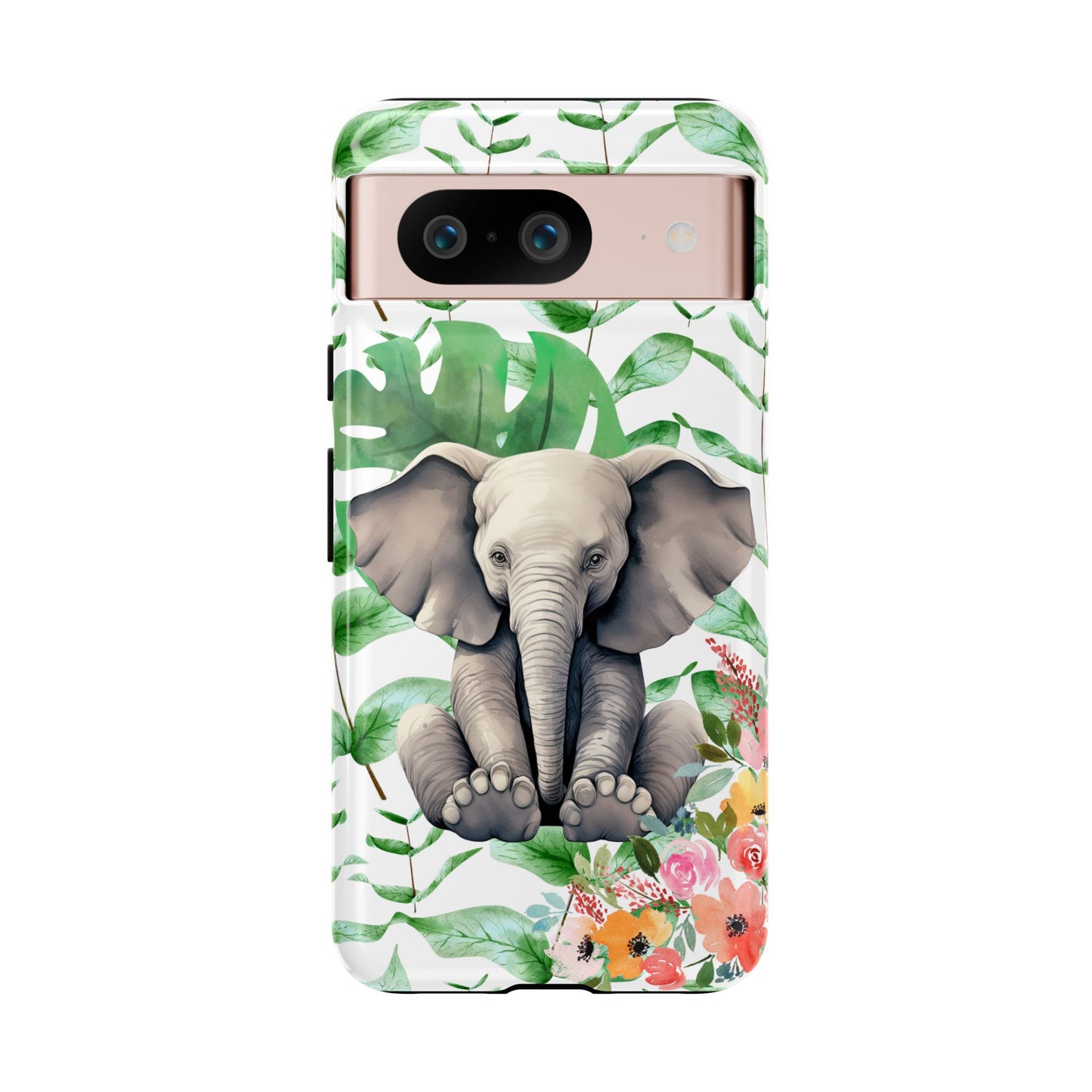 Cute Baby Elephant Mobile Cover – Floral & Tropical Aesthetic