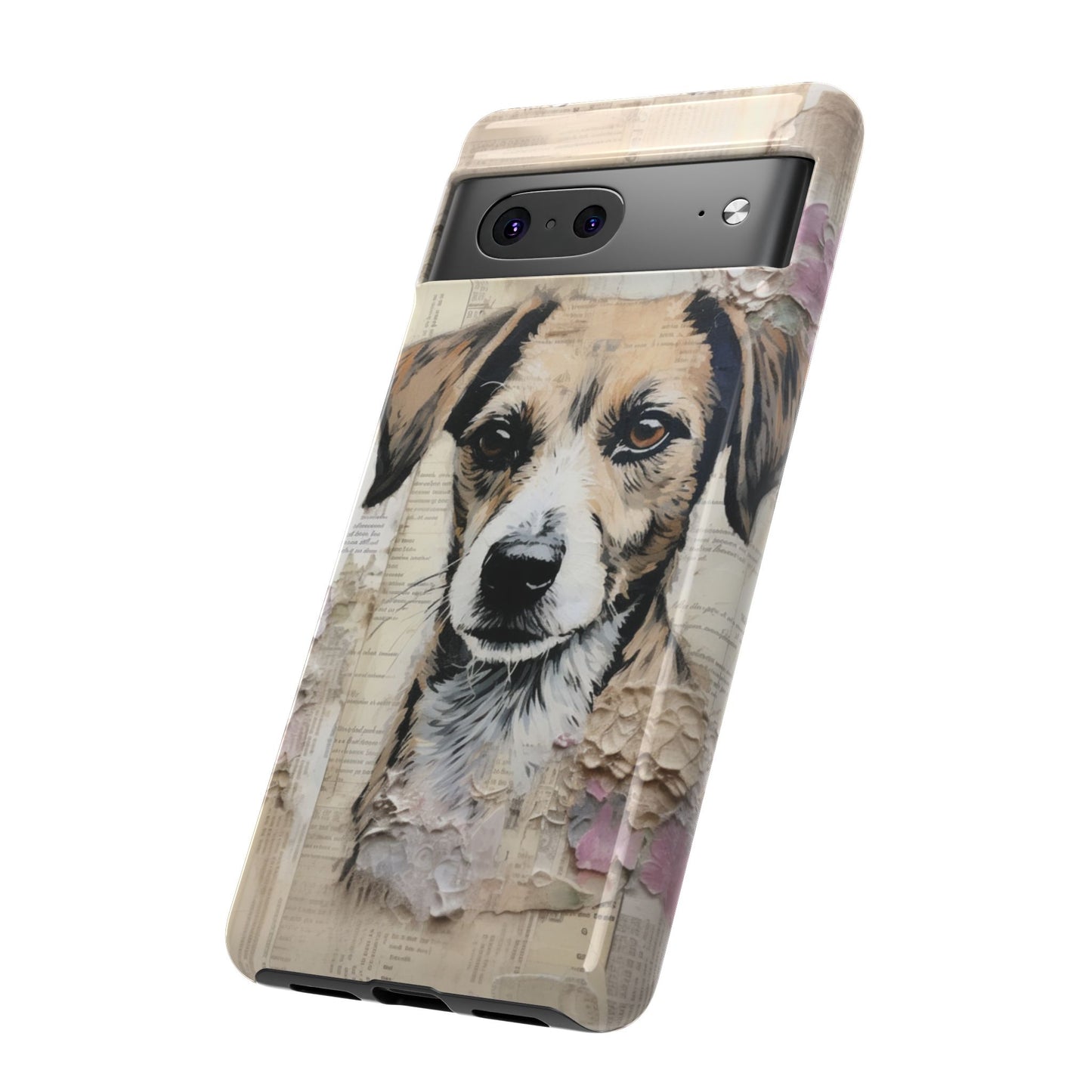 Vintage Collage Dog Portrait Mobile Cover – Artistic Mixed Media Design