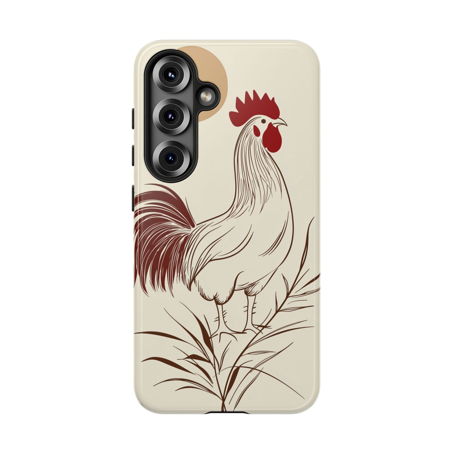 Golden Dawn Rooster: Minimalist Farmstead Charm Case for iPhone, Samsung & Pixel