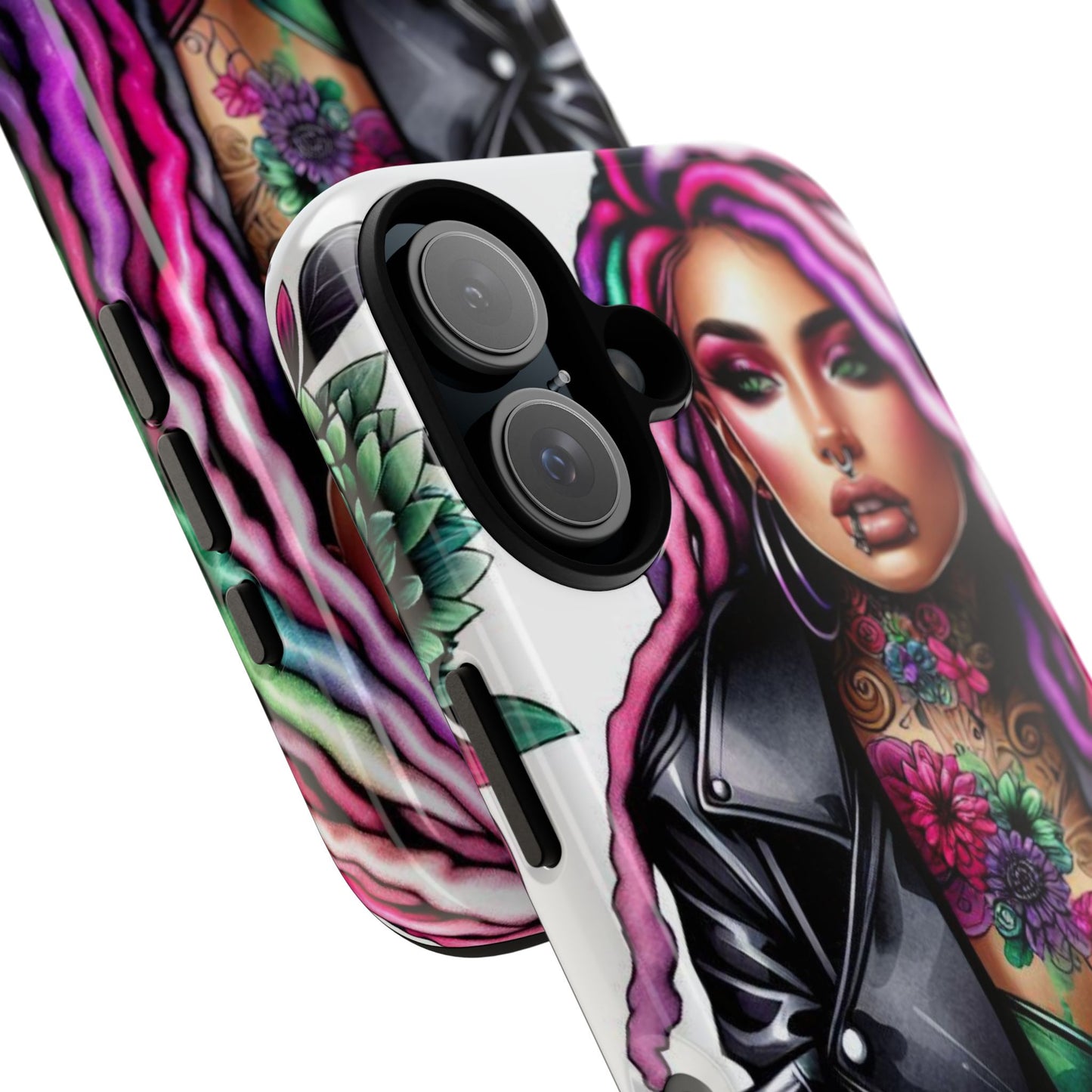 Neon Rebel – Vibrant Biker Queen Mobile Cover