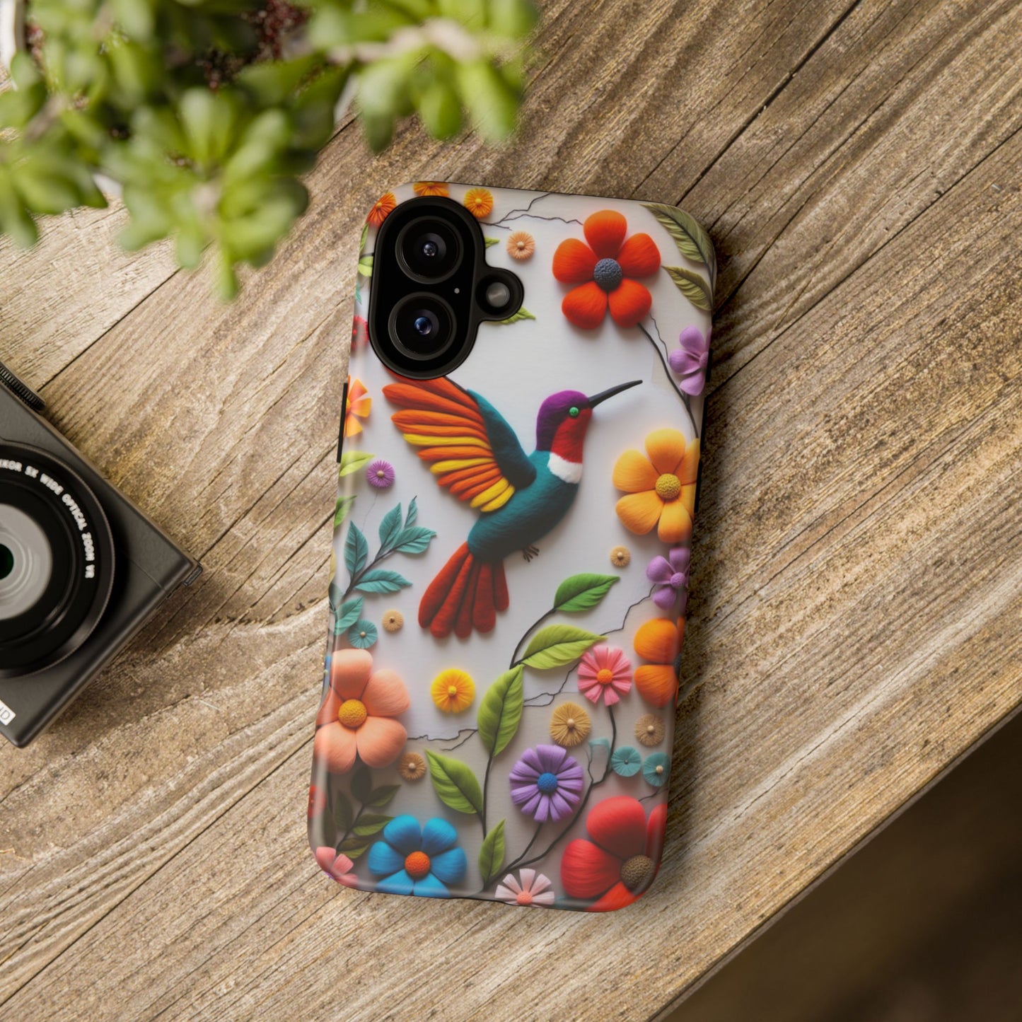 Embroidered Hummingbird with Floral Design | Nature's Elegant Stitch