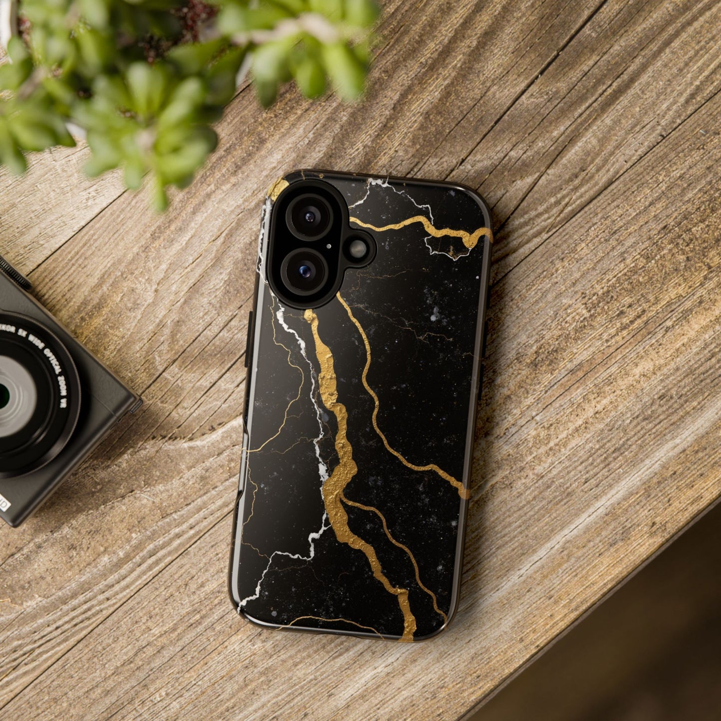 Black & Gold Marble Design Illustration Design Phone Case