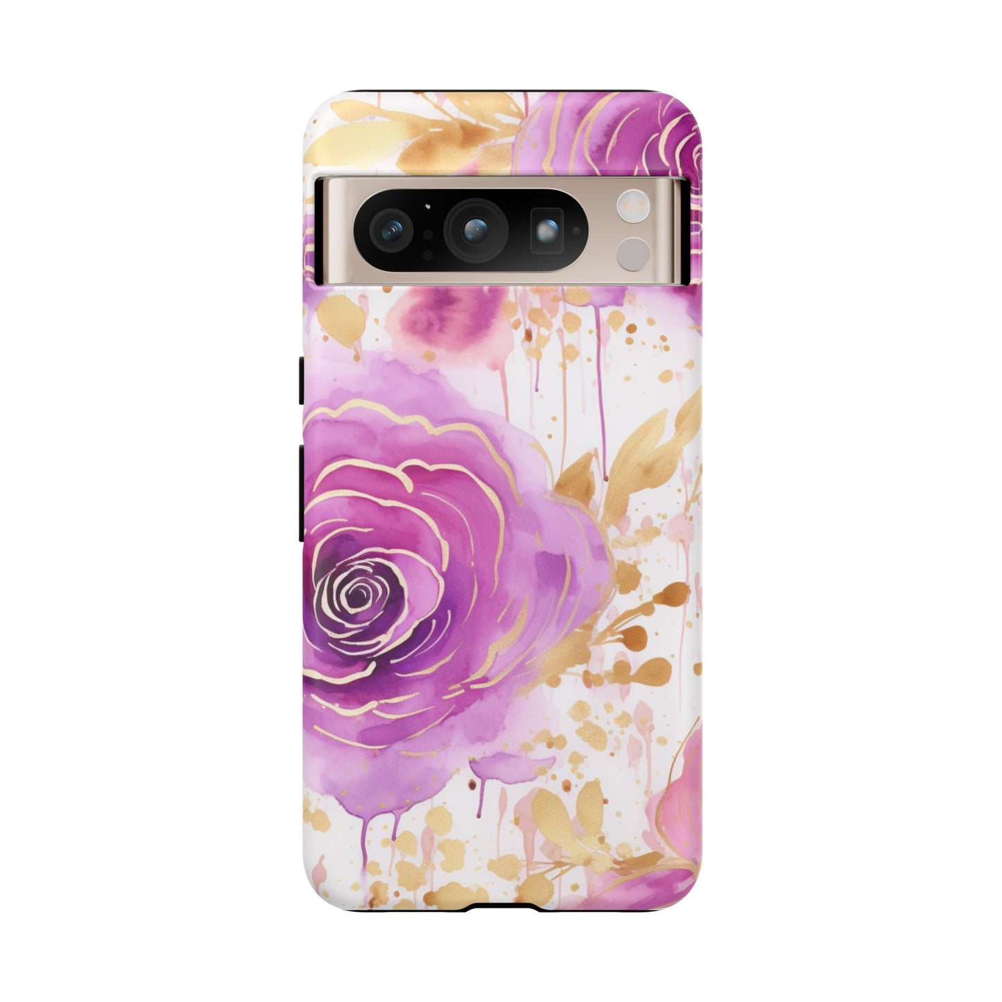 Elegant Purple-Gold Watercolor Rose Mobile Case