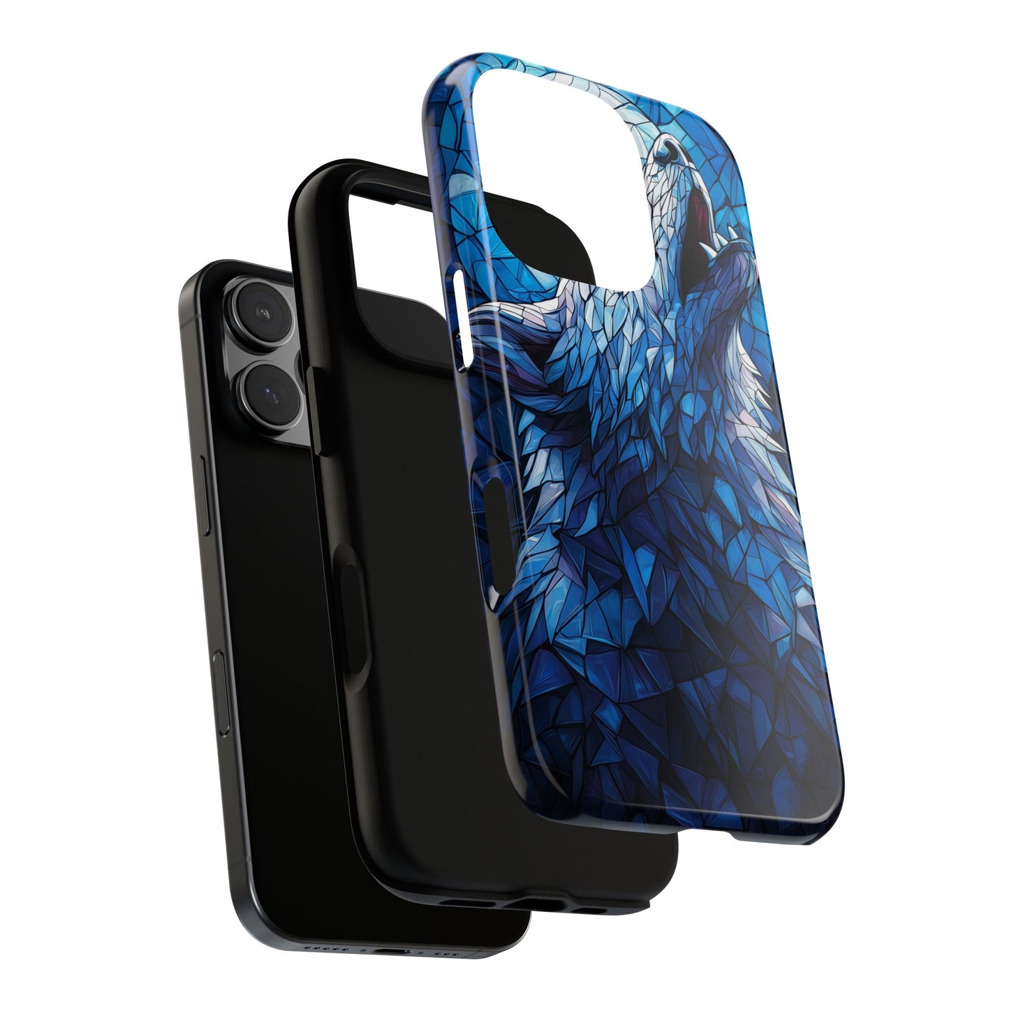 Mystic Moon Wolf – Stained Glass Mosaic Phone Case for iPhone, Samsung & Pixel