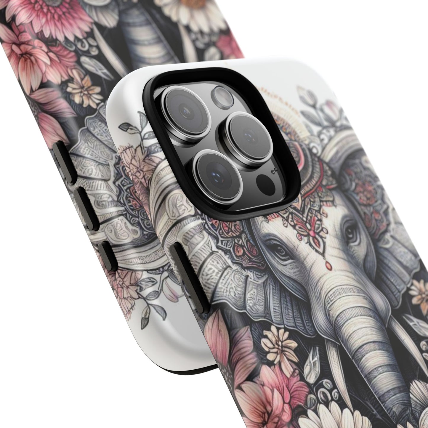 Royal Elephant Mandala Phone Case – Intricate Bohemian Floral Design