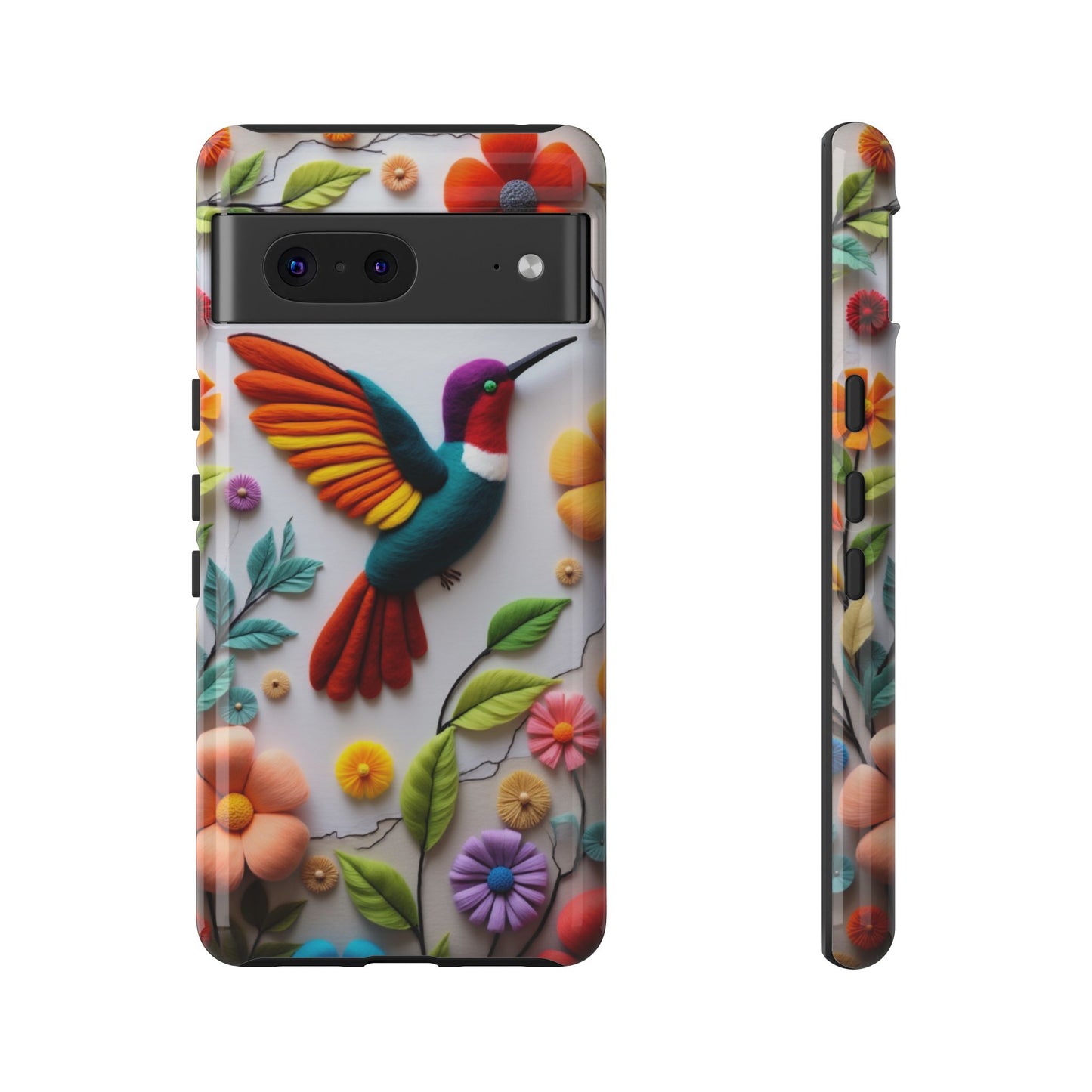 Embroidered Hummingbird with Floral Design | Nature's Elegant Stitch | iPhone 16 Pro