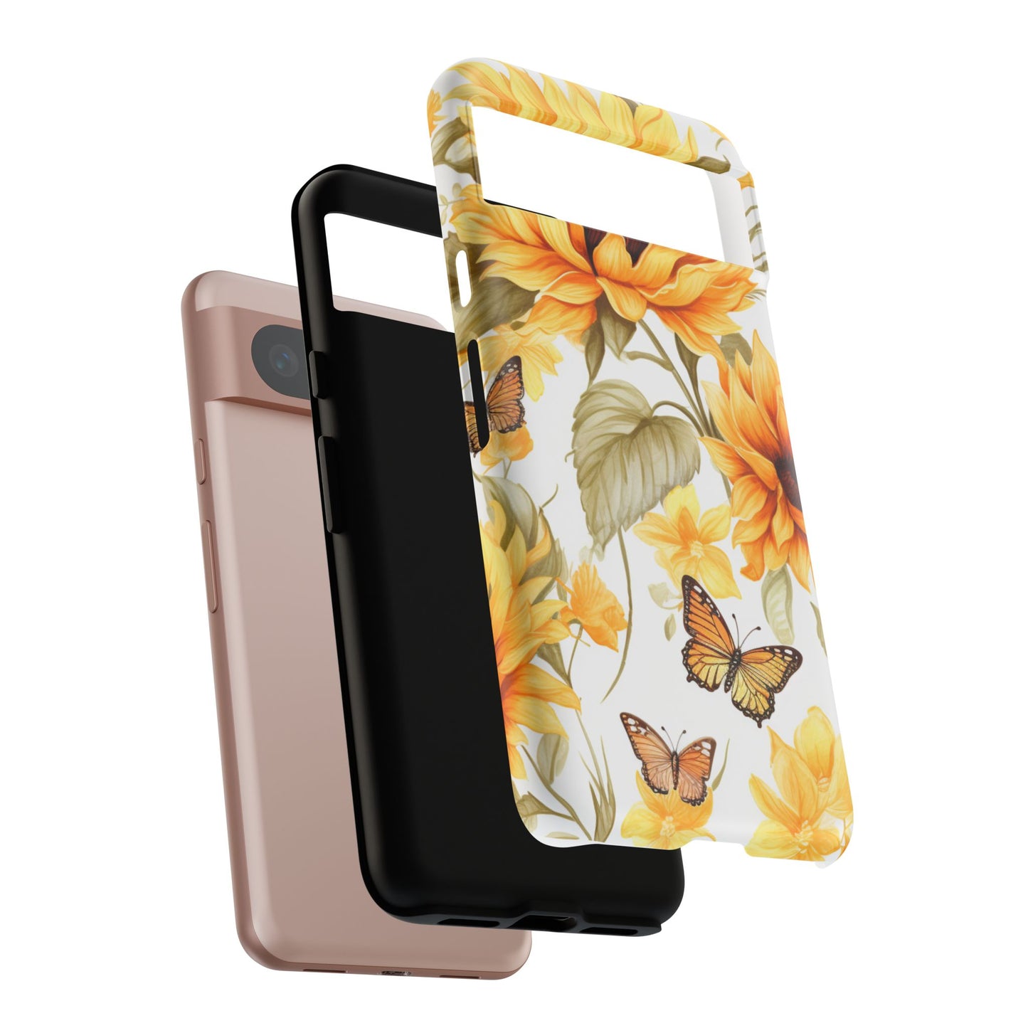 Golden Sunflower & Butterfly Phone Case – Warm & Elegant
