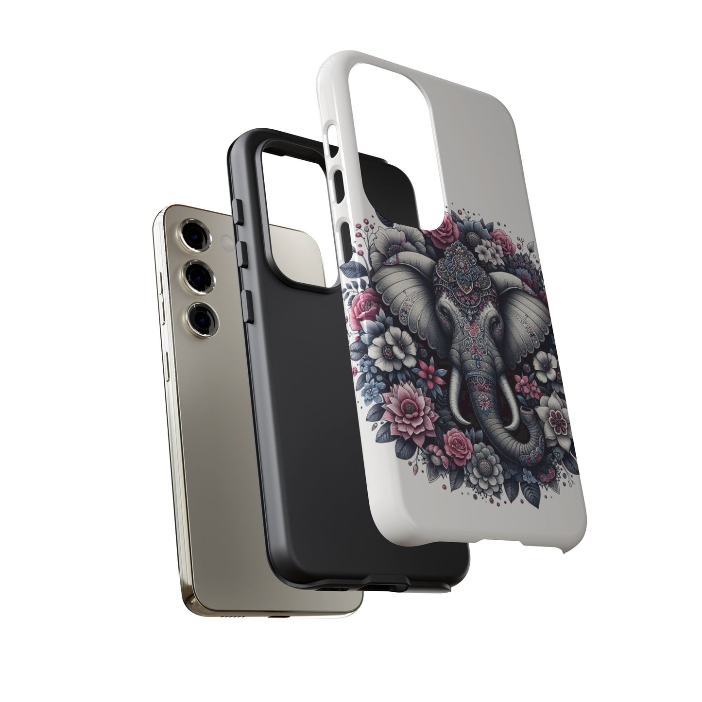 Ornate Floral Elephant Mobile Cover – Elegant Bohemian Art