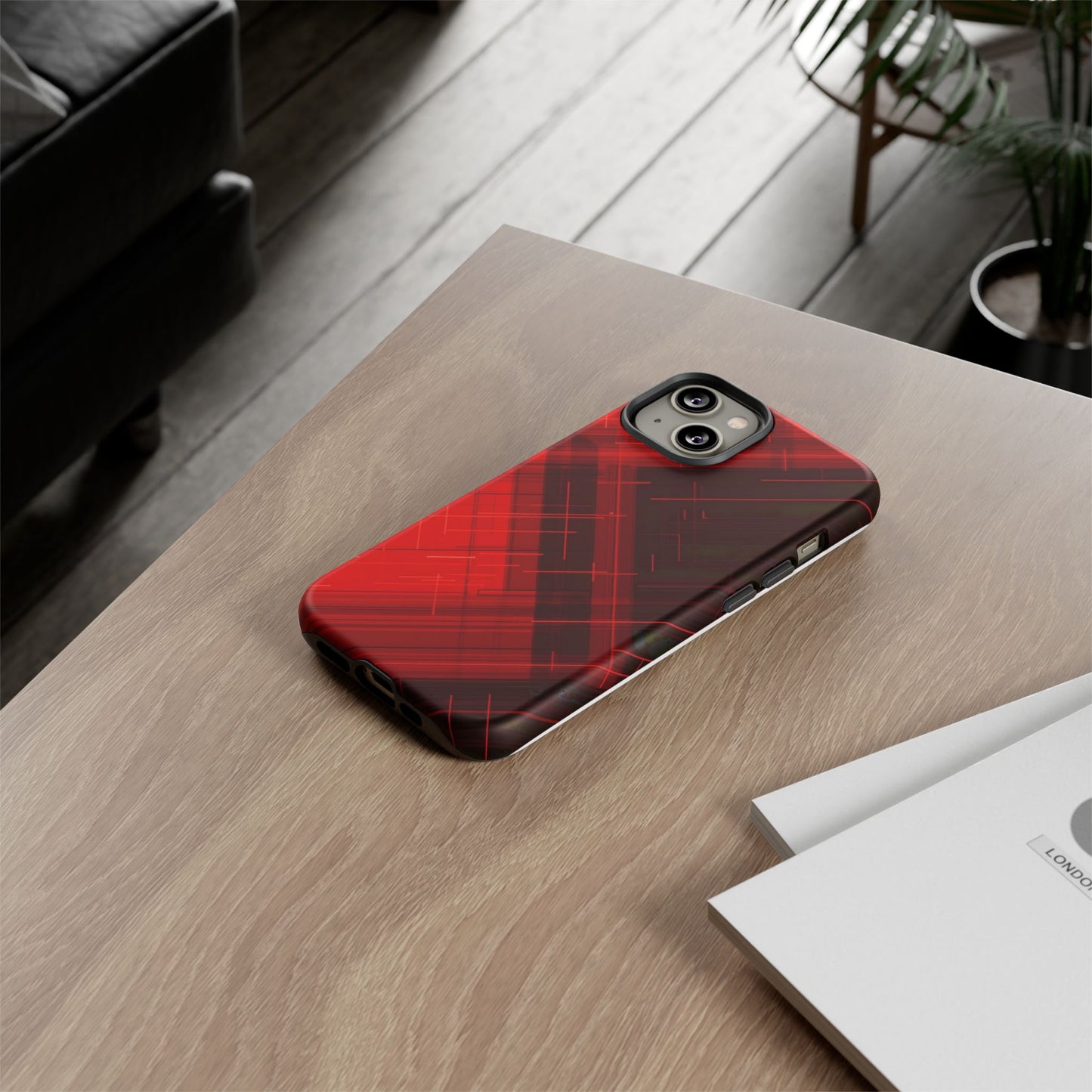 Abstract Red and Black Geometric Pattern