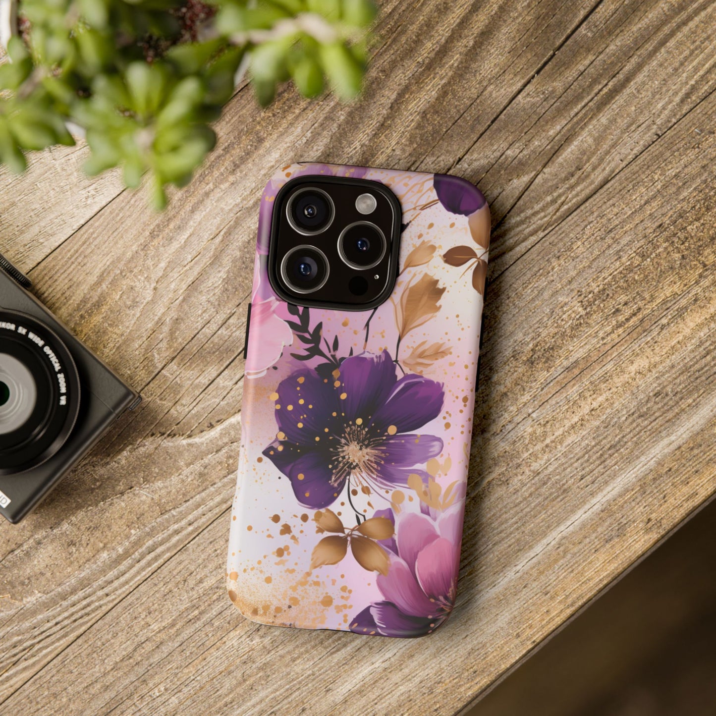 Luxury Purple & Gold Floral Aesthetic Mobile Case