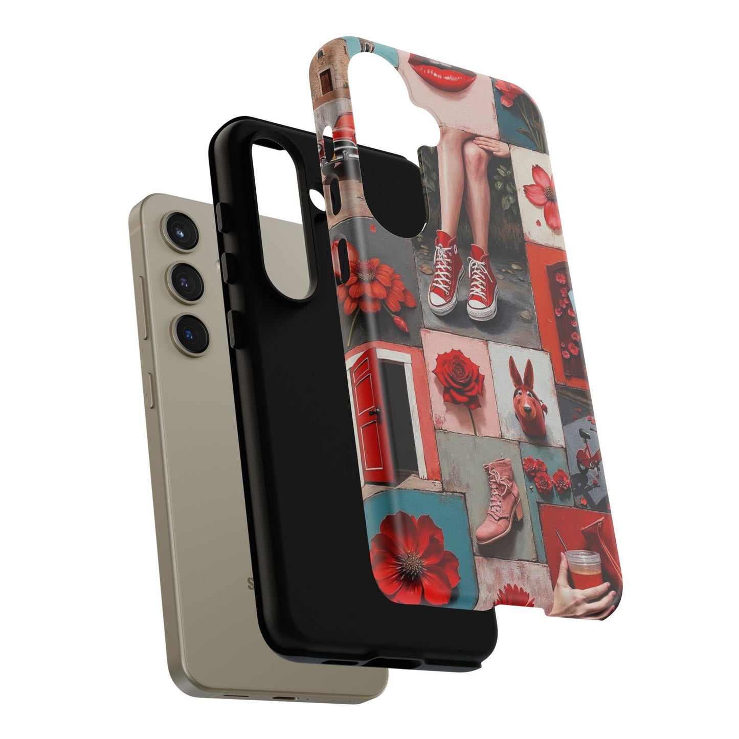 Red Sneakers & Roses Collage Phone Case