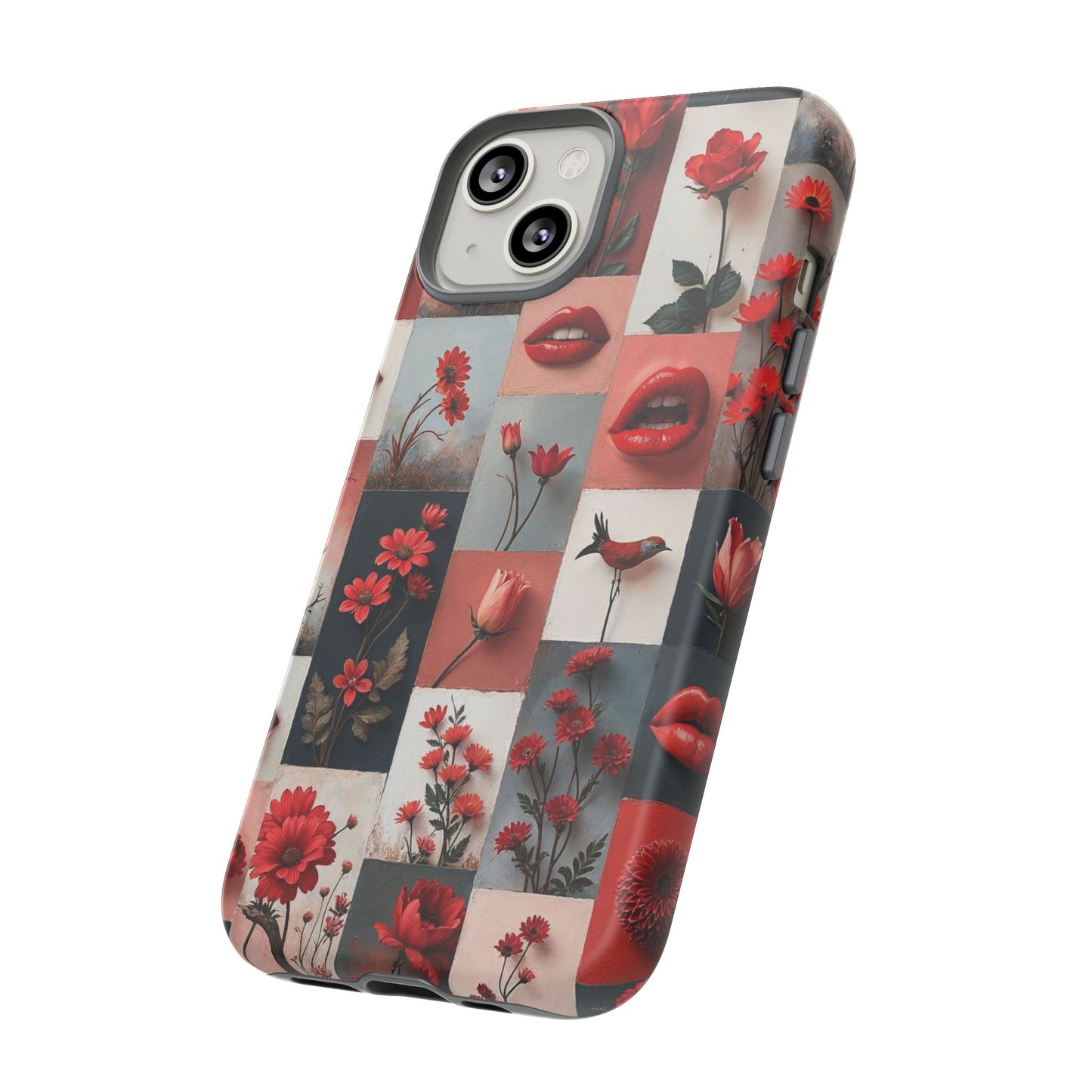 Red Flowers & Lips Collage Phone Case
