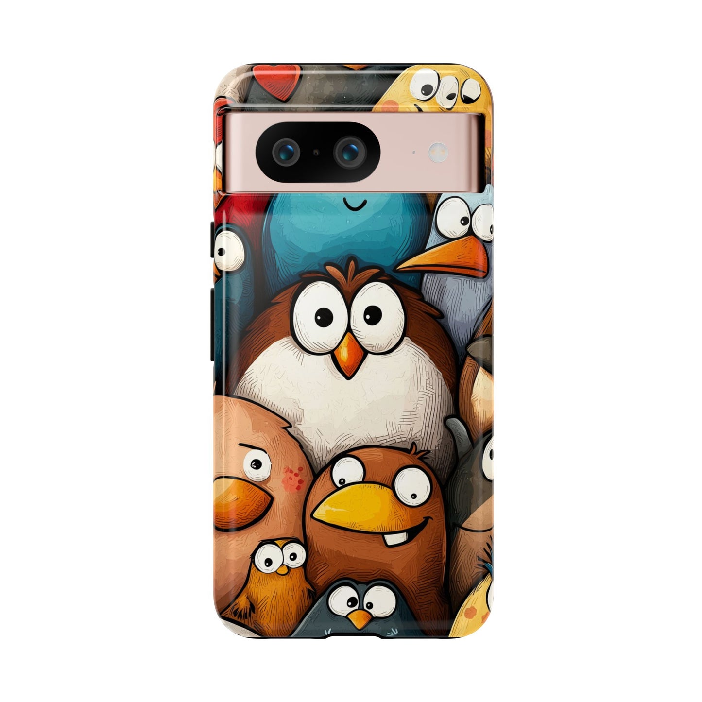 Quirky Bird Squad Anime Phone Case for iPhone, Samsung, Google Pixel