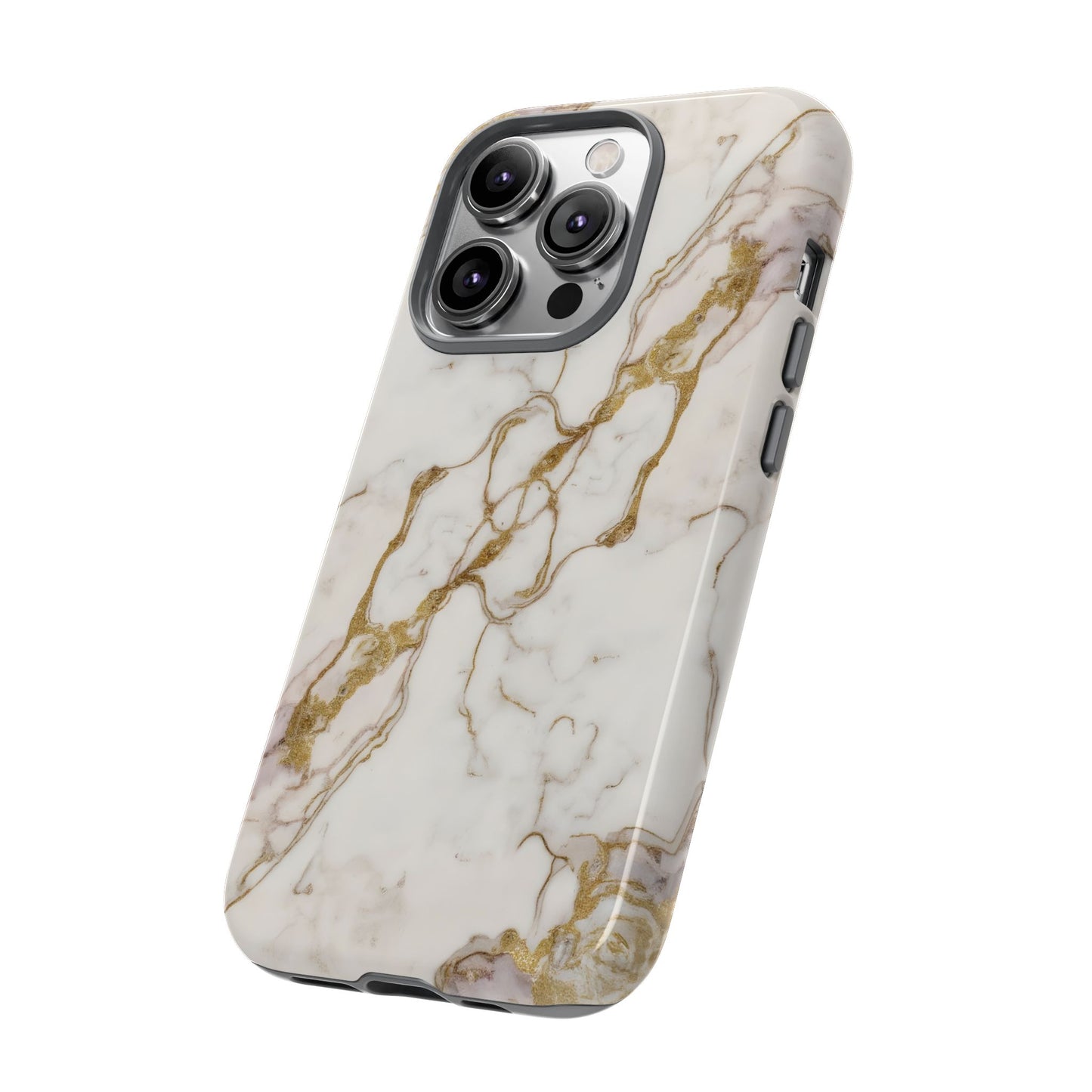 Elegant White and Gold Marble Case Design