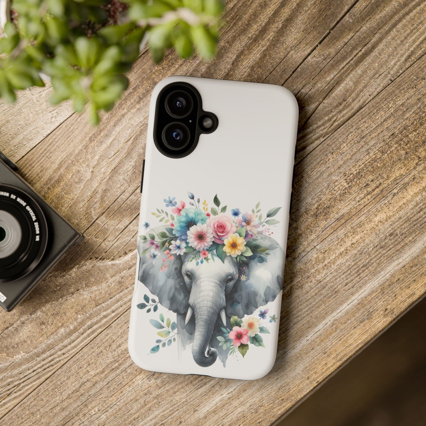Floral Crown Elephant Mobile Cover – Elegant Watercolor Art
