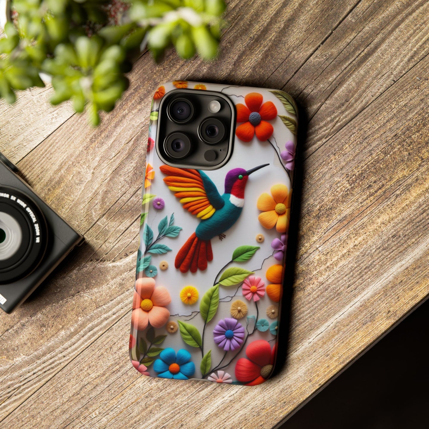 Embroidered Hummingbird with Floral Design | Nature's Elegant Stitch