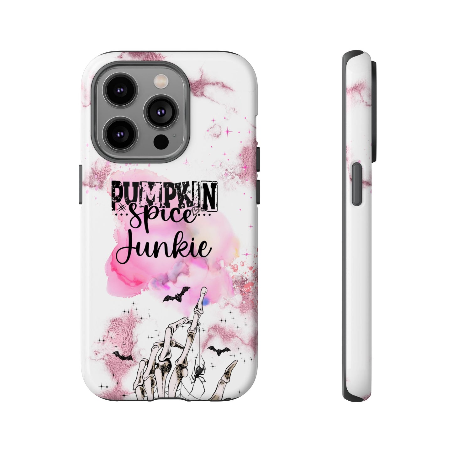 Pumpkin Spice Junkie Phone Case - Fall Aesthetic Cover for iPhone, Samsung & Google Pixel, Skeleton Hand Phone Case, Watercolor Phone Cover, Girly Phone Case