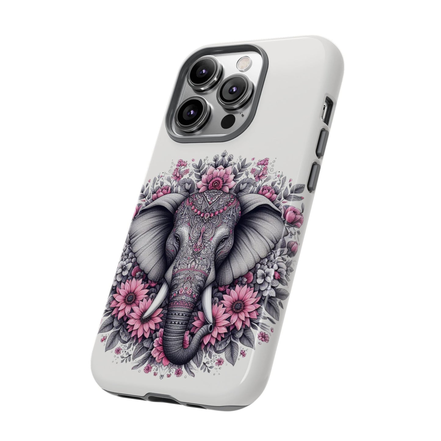 Intricate Floral Elephant Mobile Cover – Mandala-Inspired Boho Art