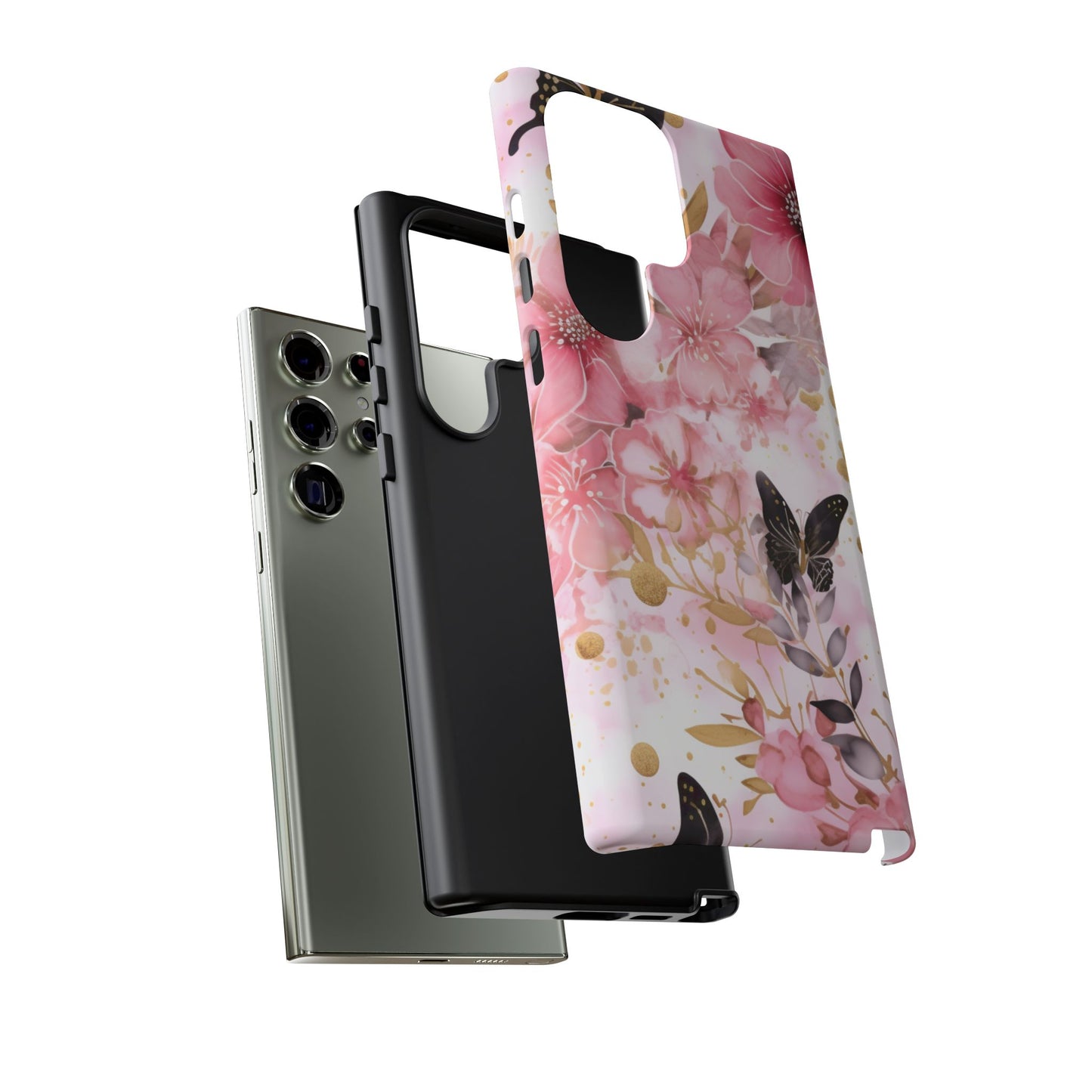 Pink Blossom & Gold Butterfly Mobile Case