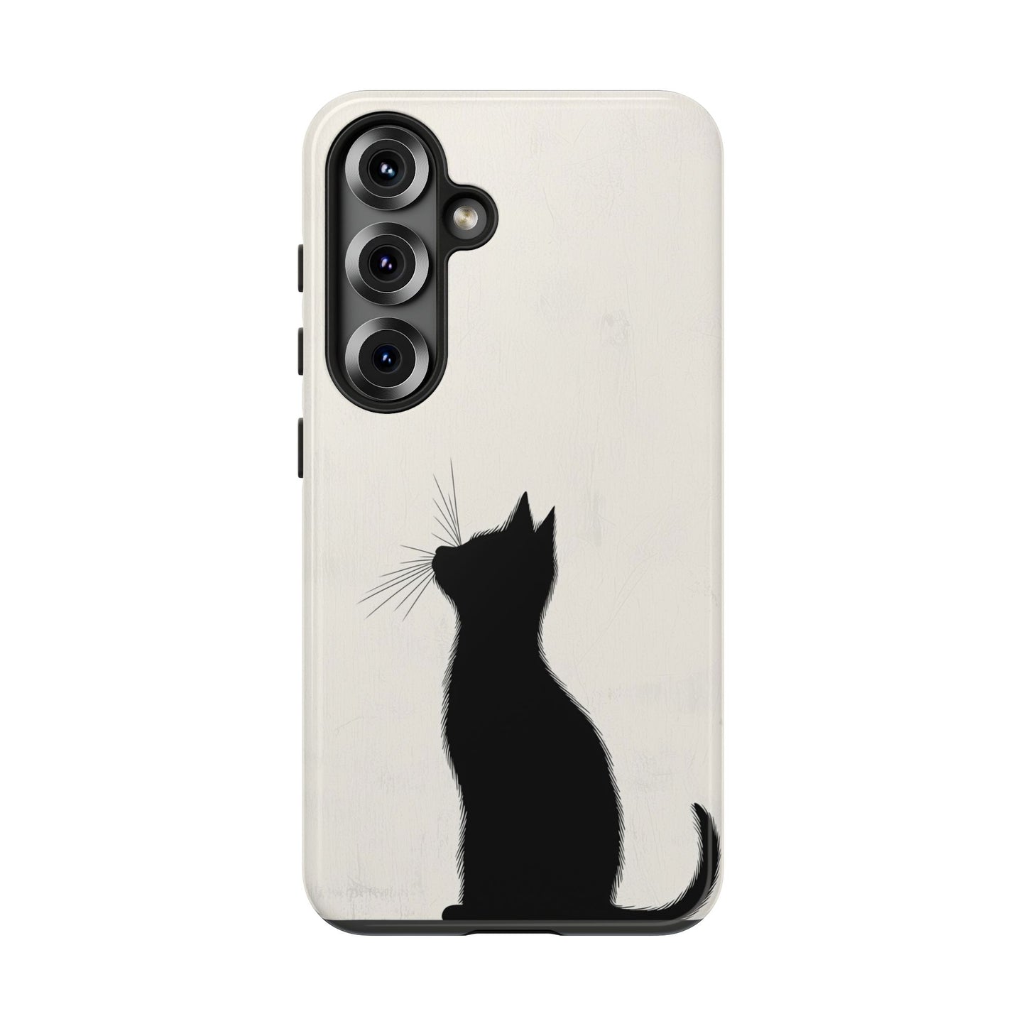 Silent Gaze: Minimalist Black Cat Phone Case for iPhone, Samsung & Pixel