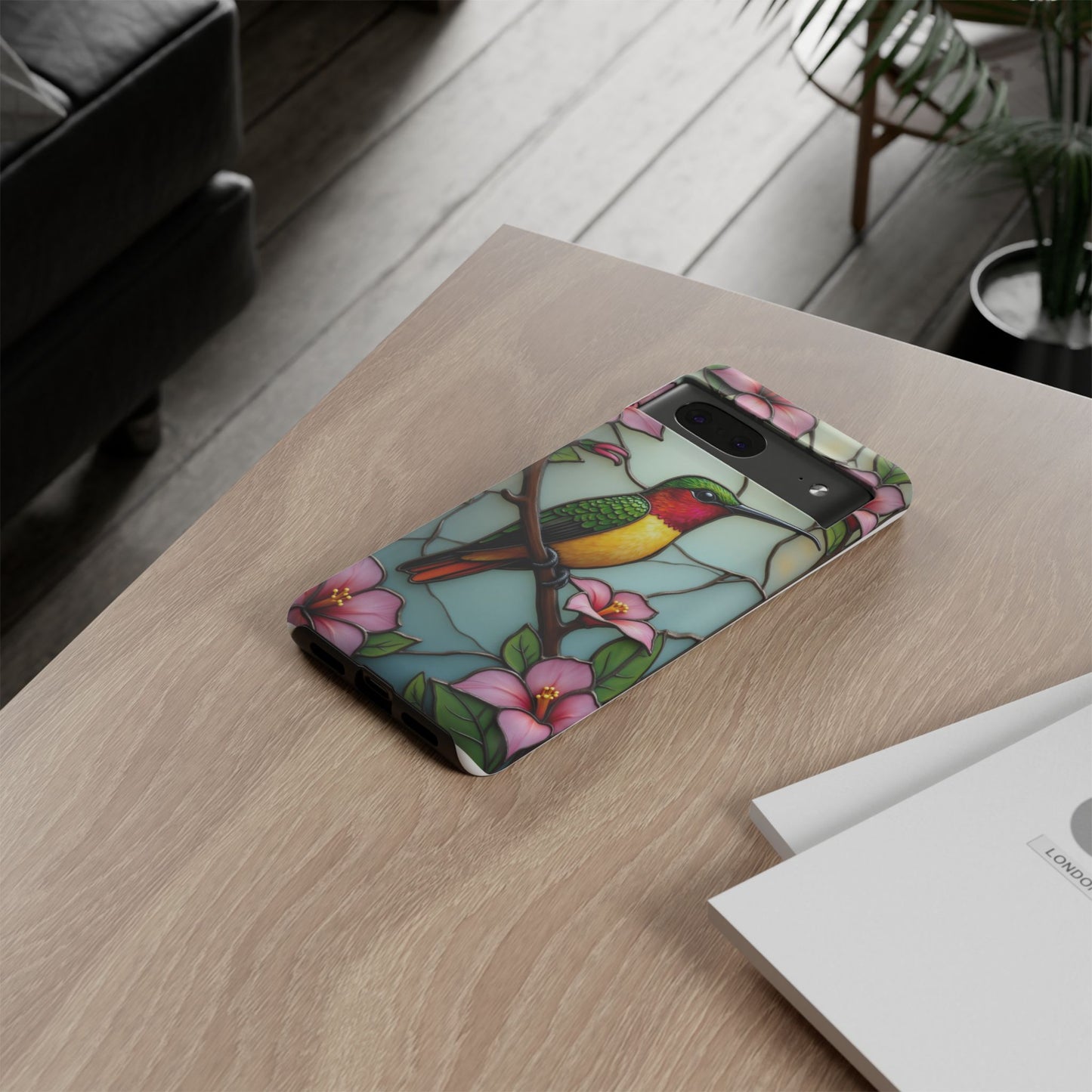 Elegant Hummingbird with Floral Mosaic | Artistic Nature Design
