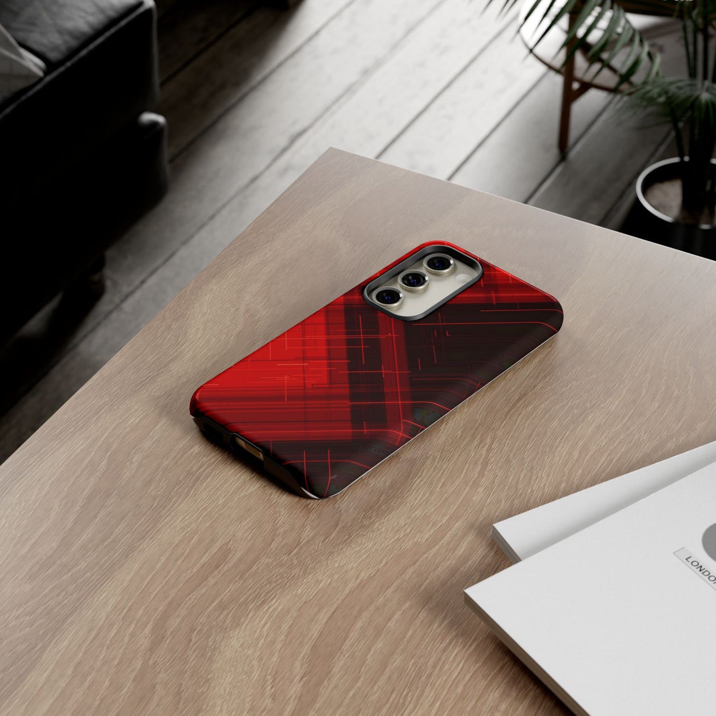 Abstract Red and Black Geometric Pattern