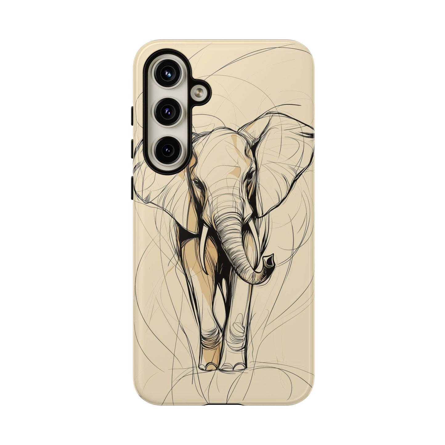 Majestic March: Dynamic Elephant Line Art Phone Case for iPhone, Samsung & Pixel