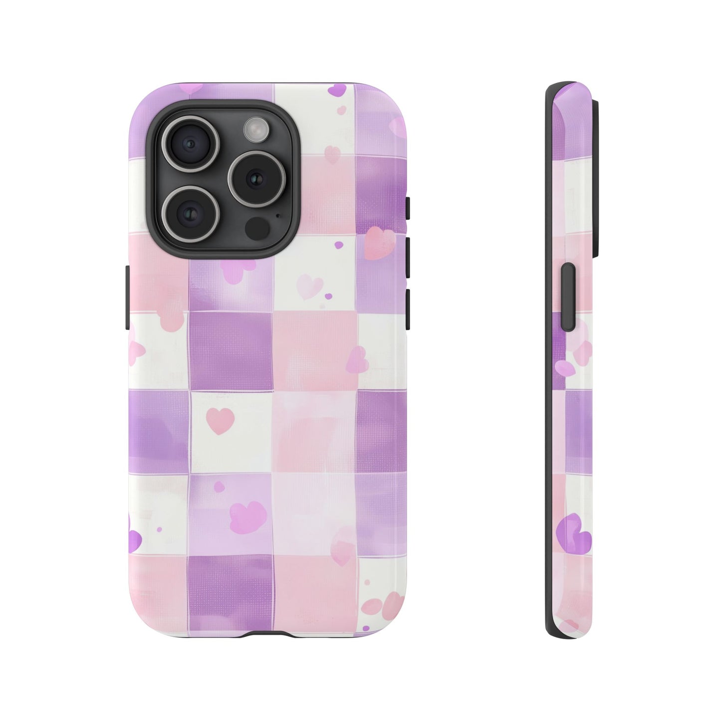 Kawaii Heart Gingham Phone Case for iPhone, Samsung, Google Pixel