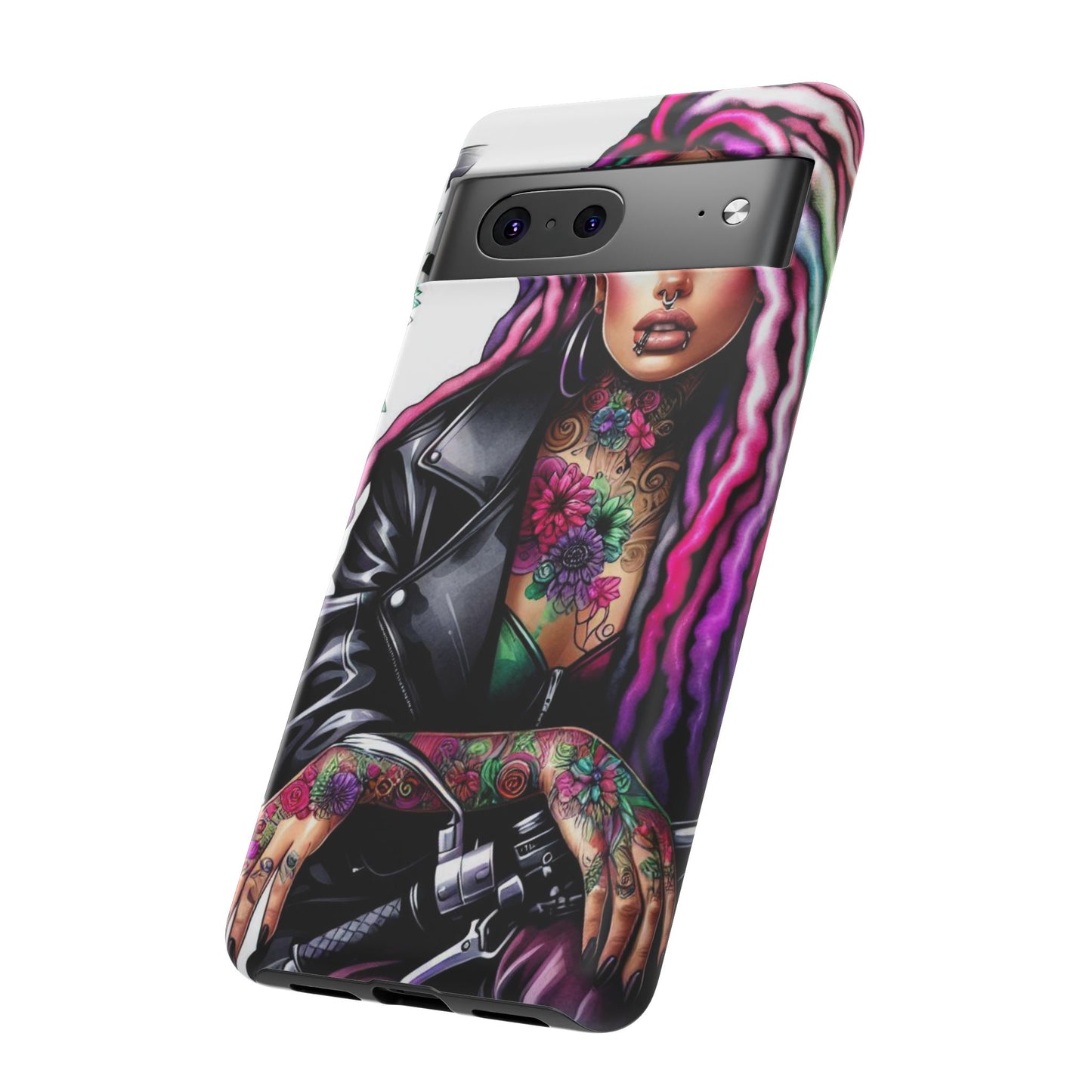 Neon Rebel – Vibrant Biker Queen Mobile Cover