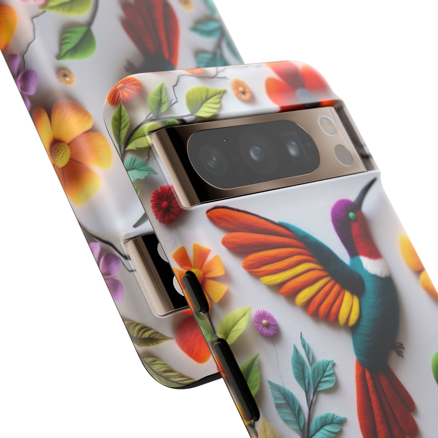 Embroidered Hummingbird with Floral Design | Nature's Elegant Stitch | iPhone 16 Pro