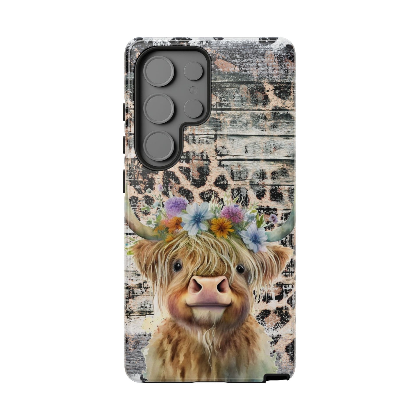 Leopard Print Heifer Phone Case - iPhone, Samsung & Google Pixel Cover - Artistic Cow Phone Case, Animal Lover Gift