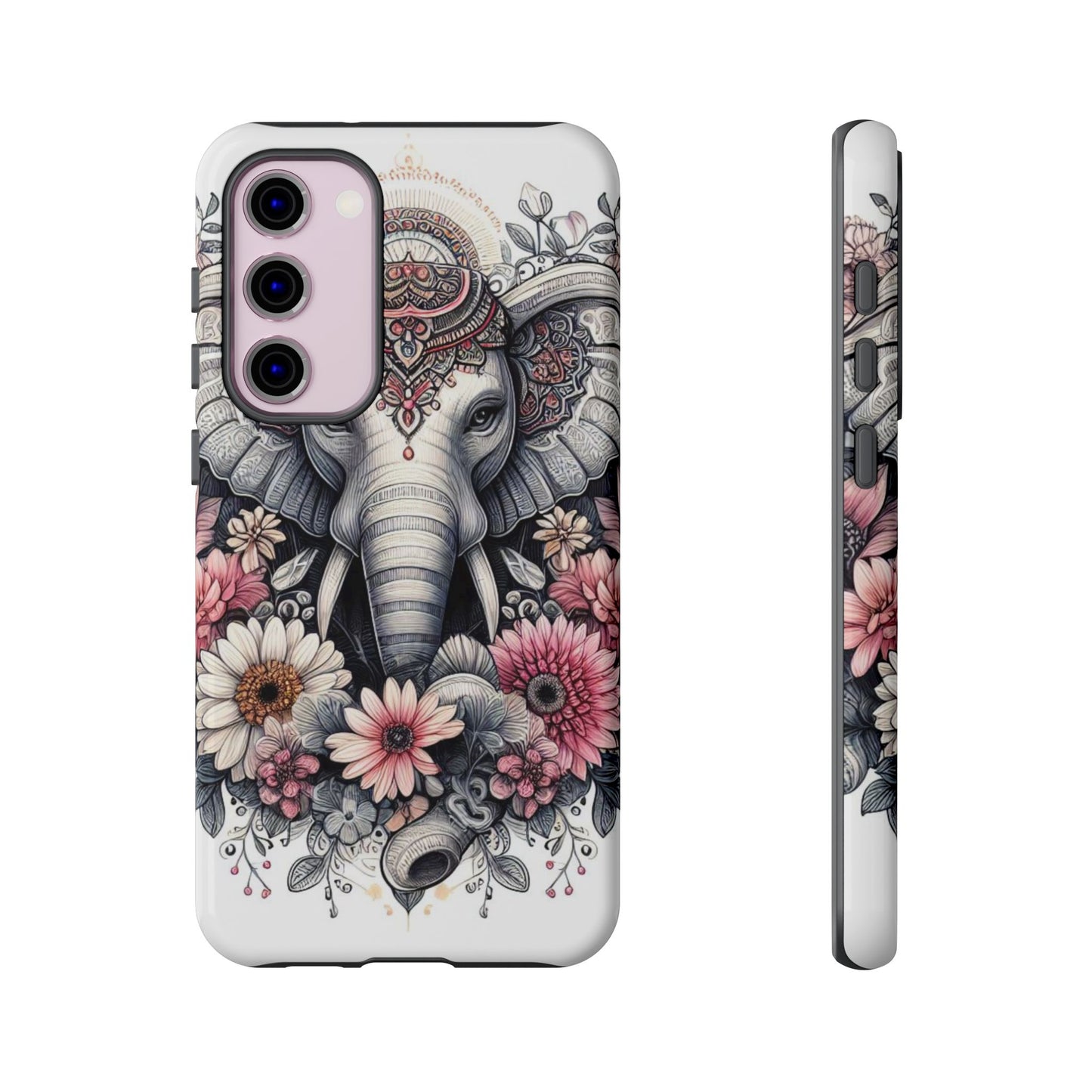 Royal Elephant Mandala Phone Case – Intricate Bohemian Floral Design