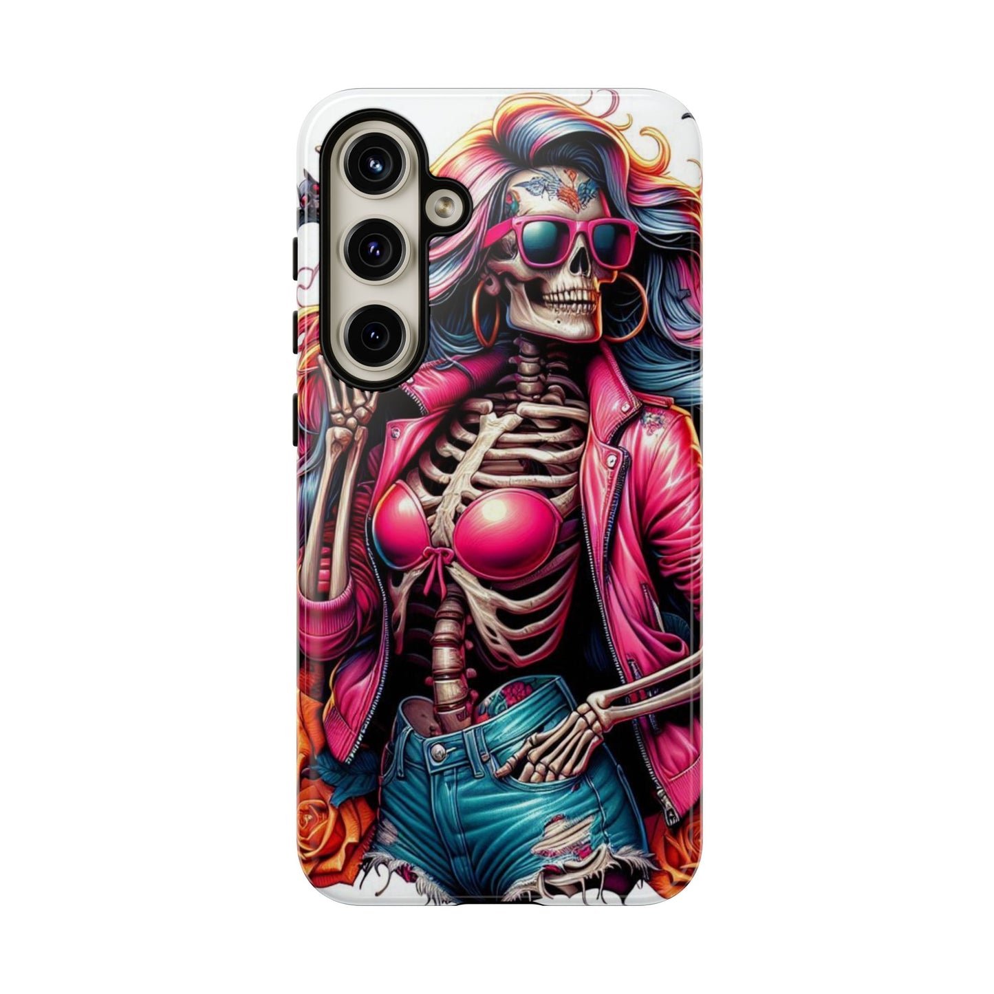 Neon Bones – Retro Skeleton & Vibrant Punk Aesthetic Mobile Cover