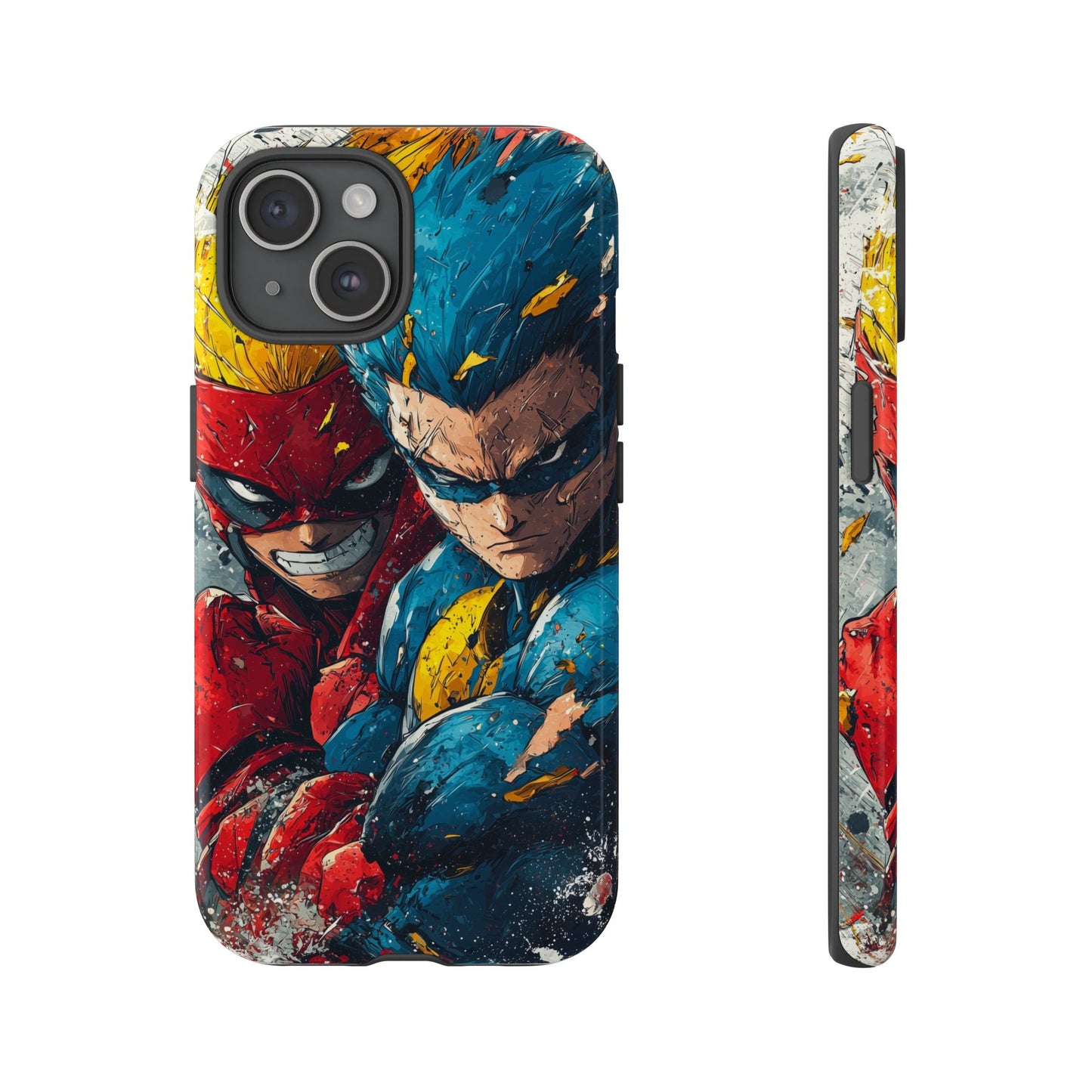 Comic Clash: Superhero Duo | Action, Power, Justice, Heroes, Manga Style Phone Case for iPhone, Samsung & Pixel