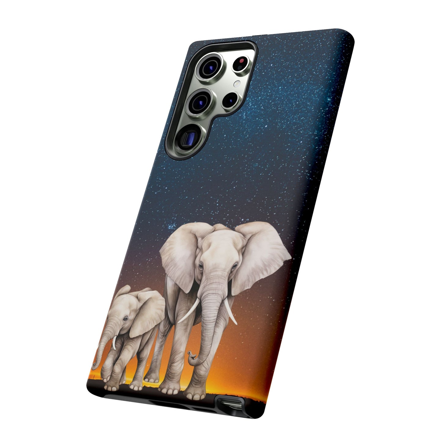 Starry Safari Elephant Family Mobile Cover – Cosmic Wildlife Aesthetic