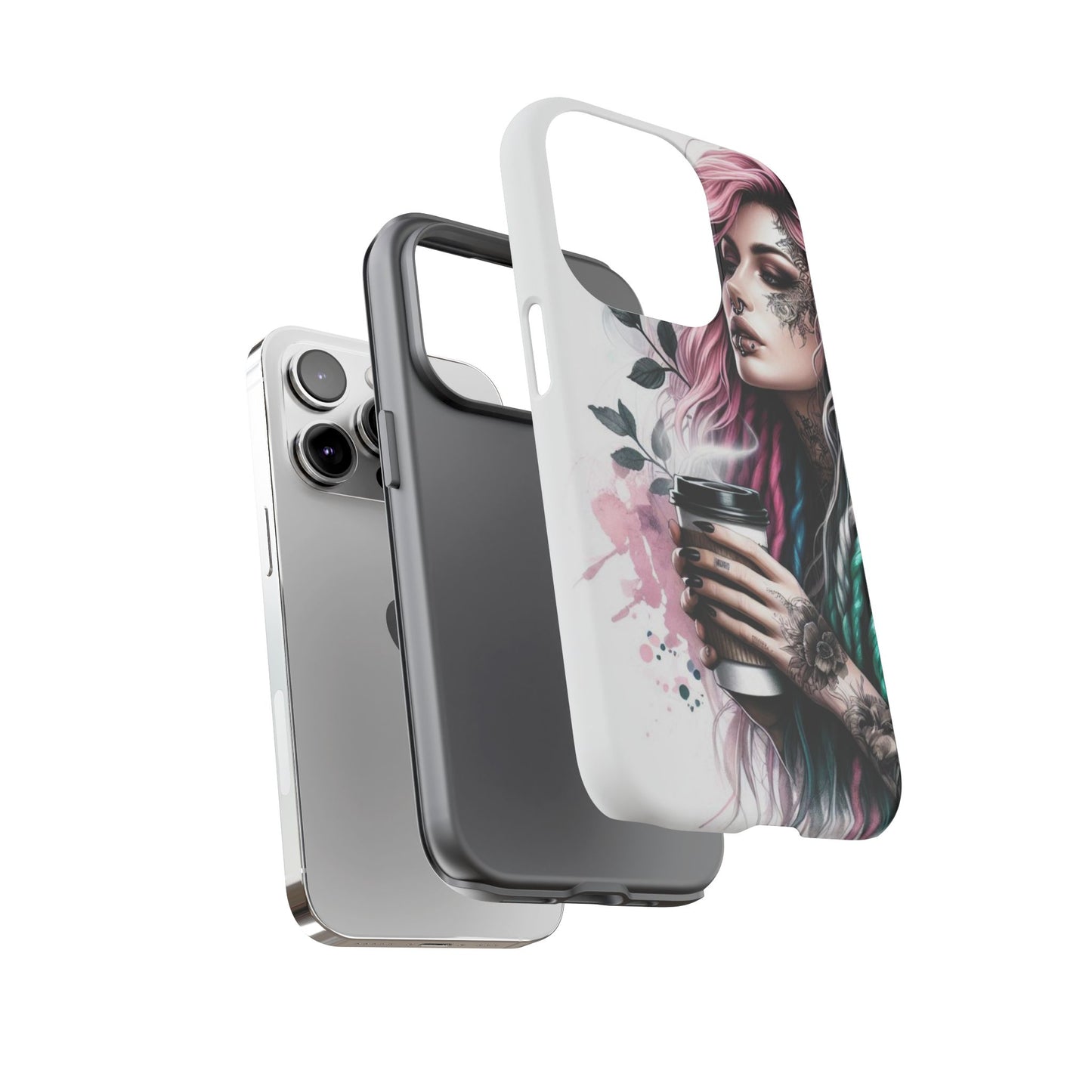 Boho Rebel – Vibrant Dreadlocks & Tattooed Coffee Lover Mobile Cover