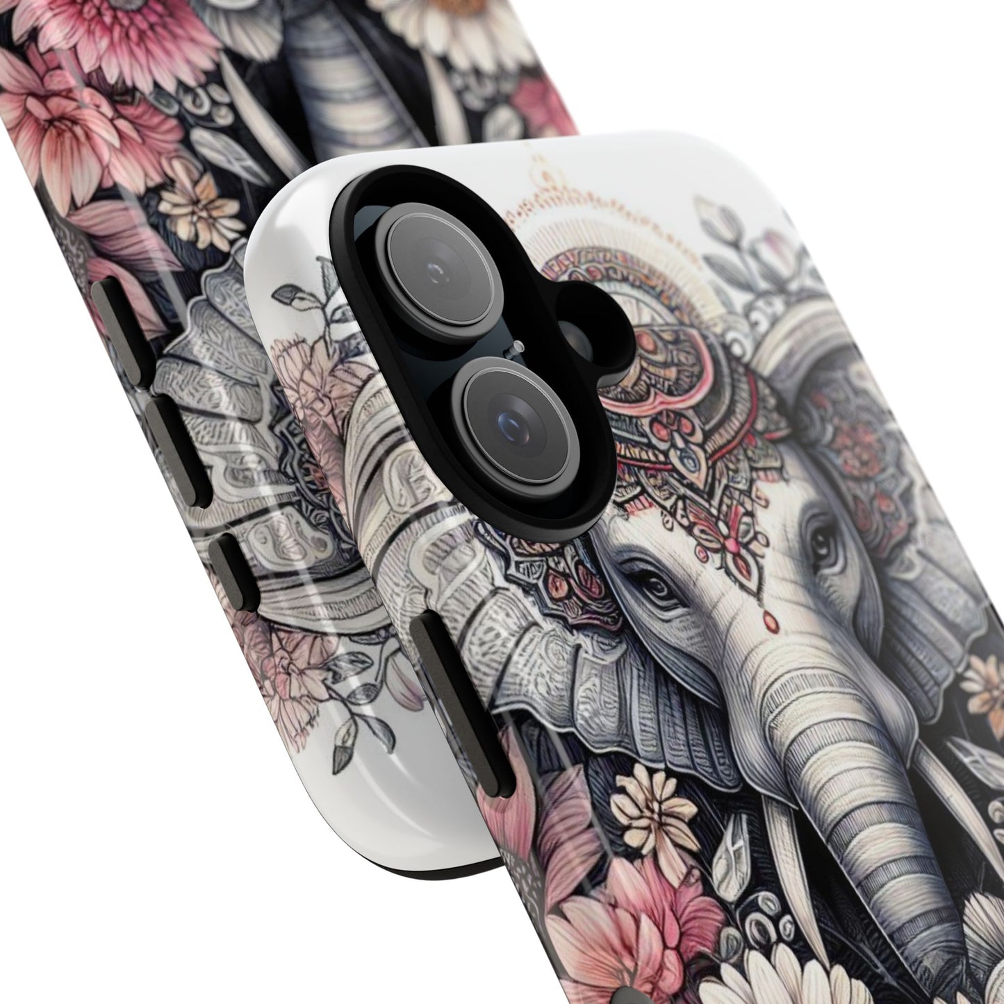Royal Elephant Mandala Phone Case – Intricate Bohemian Floral Design