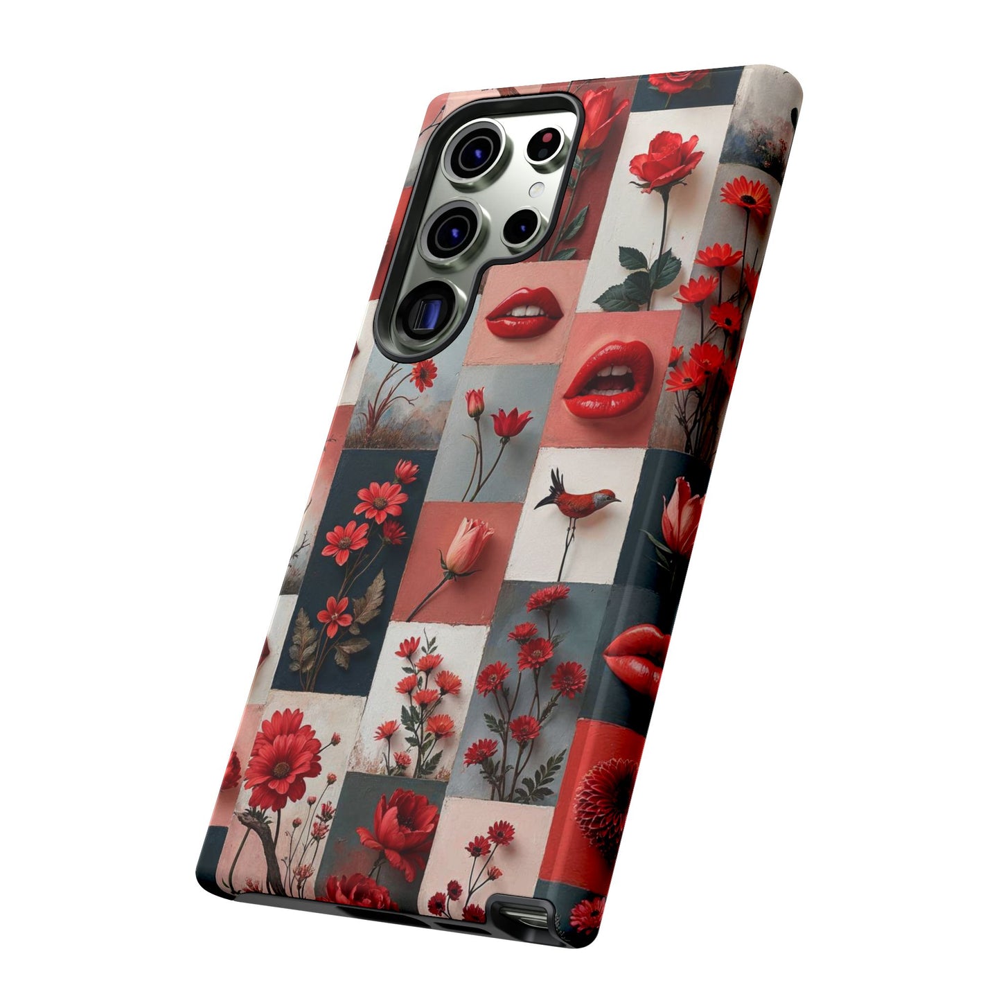 Red Flowers & Lips Collage Phone Case