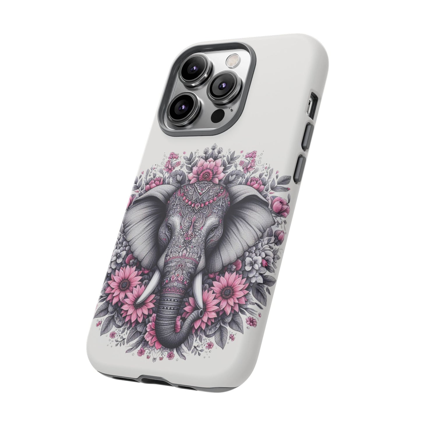 Intricate Floral Elephant Mobile Cover – Mandala-Inspired Boho Art