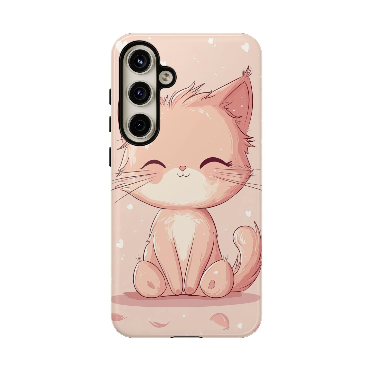 Kawaii Blush Kitty – Chibi Anime Cat Phone Case for iPhone, Samsung & Pixel
