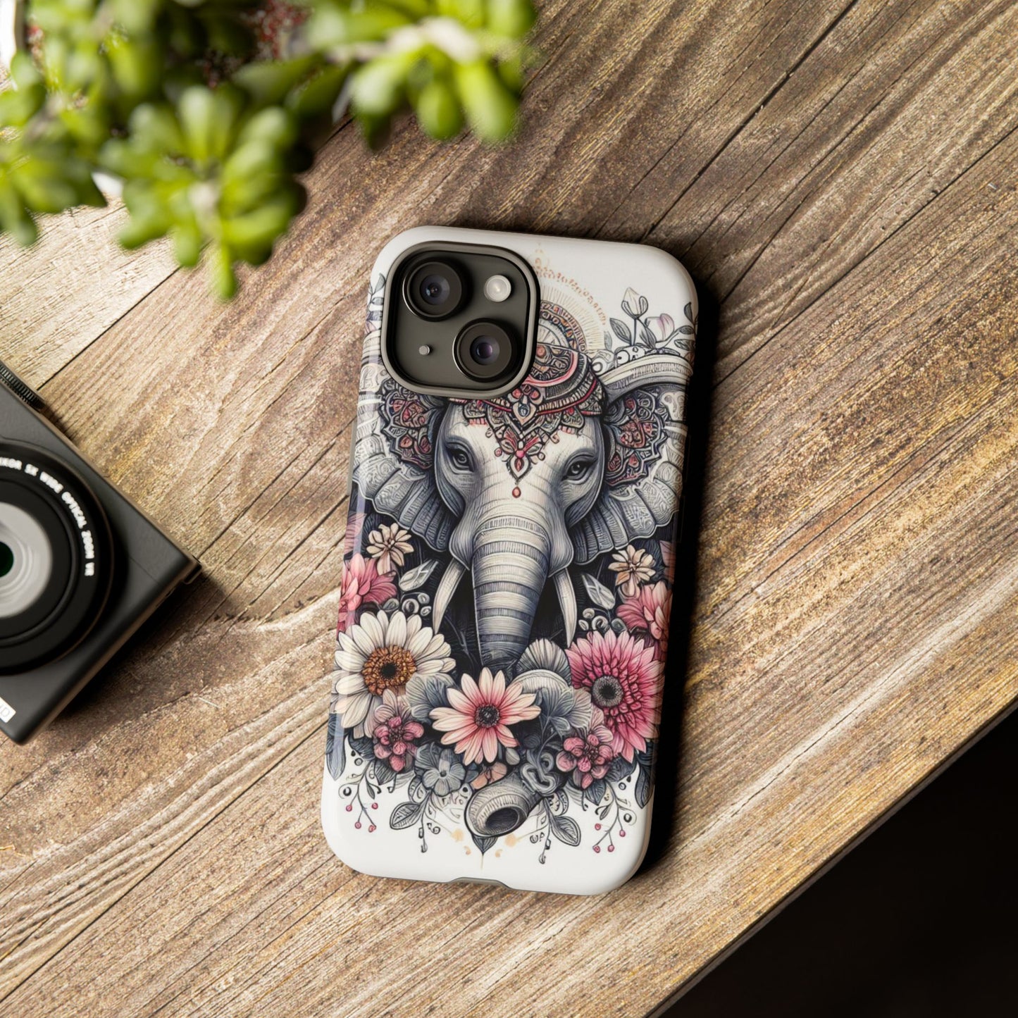 Royal Elephant Mandala Phone Case – Intricate Bohemian Floral Design
