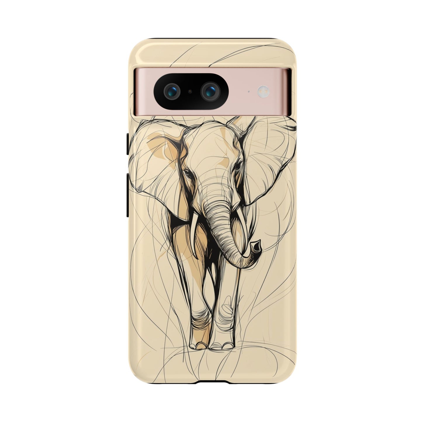 Majestic March: Dynamic Elephant Line Art Phone Case for iPhone, Samsung & Pixel