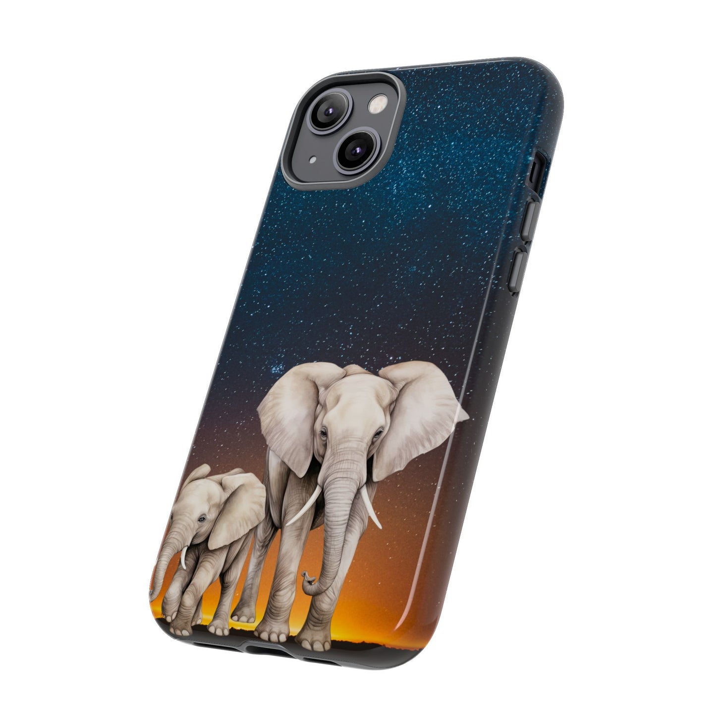 Starry Safari Elephant Family Mobile Cover – Cosmic Wildlife Aesthetic