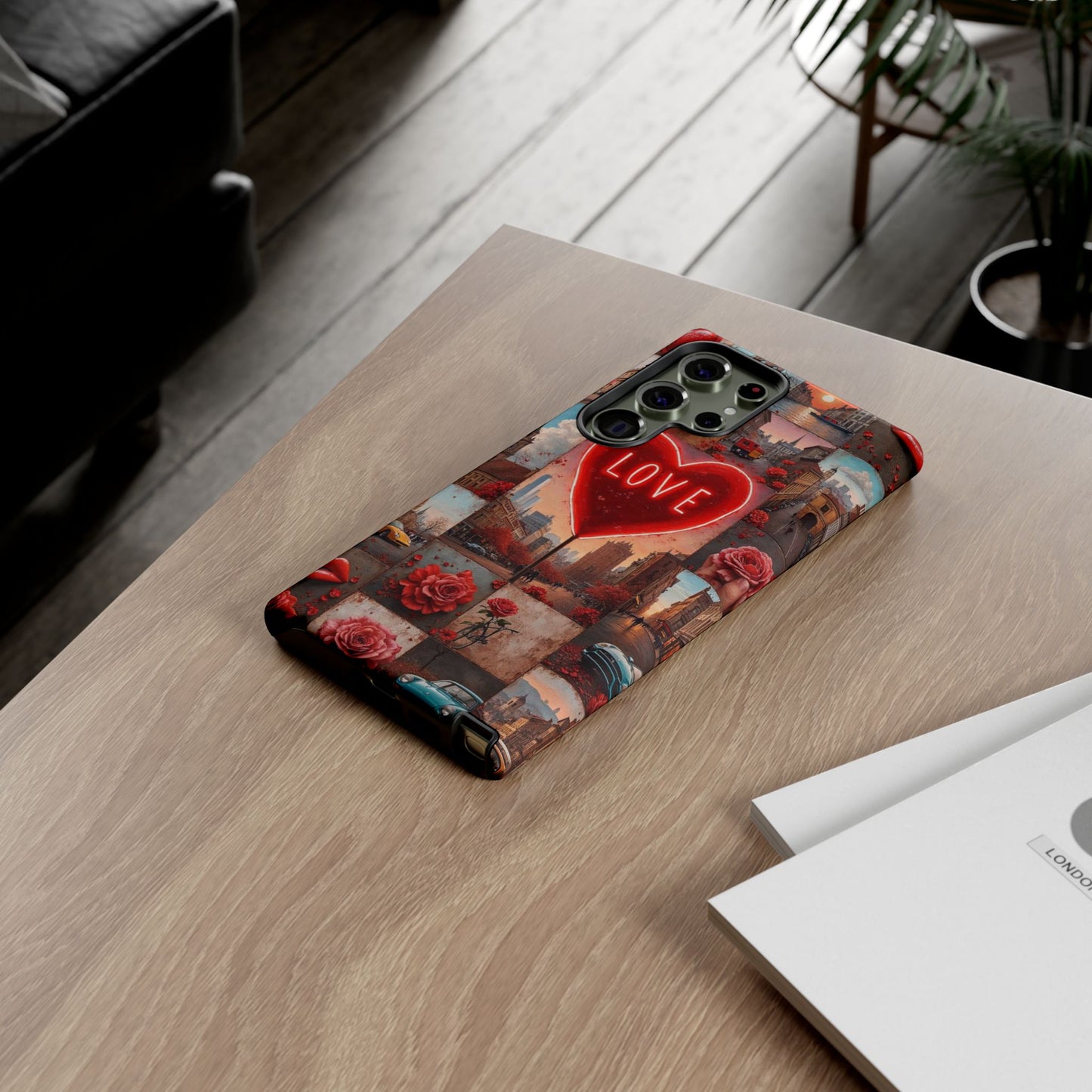 Neon Love Heart & Rose Phone Case